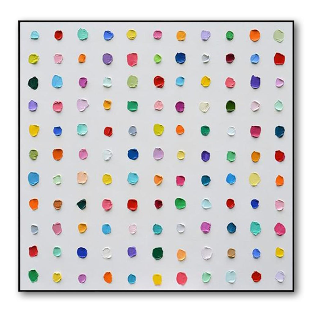 "Prismatic Pulse" – Modern Minimalist Multi-Color Impasto Dot Art | Playful Creative Studio Wall Decor