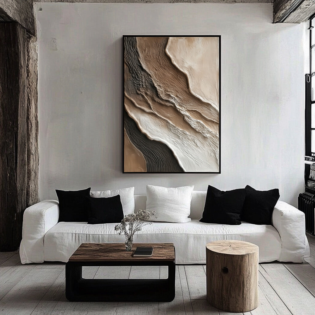 "Resilient Pulse" – Modern Sculptural Impasto Rose | Moody Master Suite Statement Art