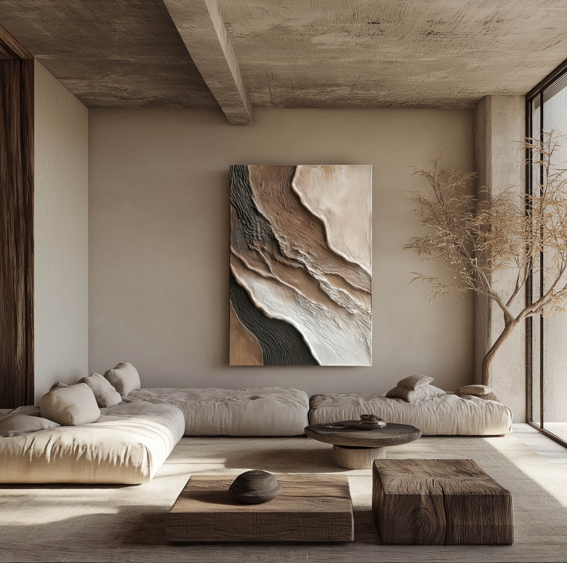 "Resilient Pulse" – Modern Sculptural Impasto Rose | Moody Master Suite Statement Art