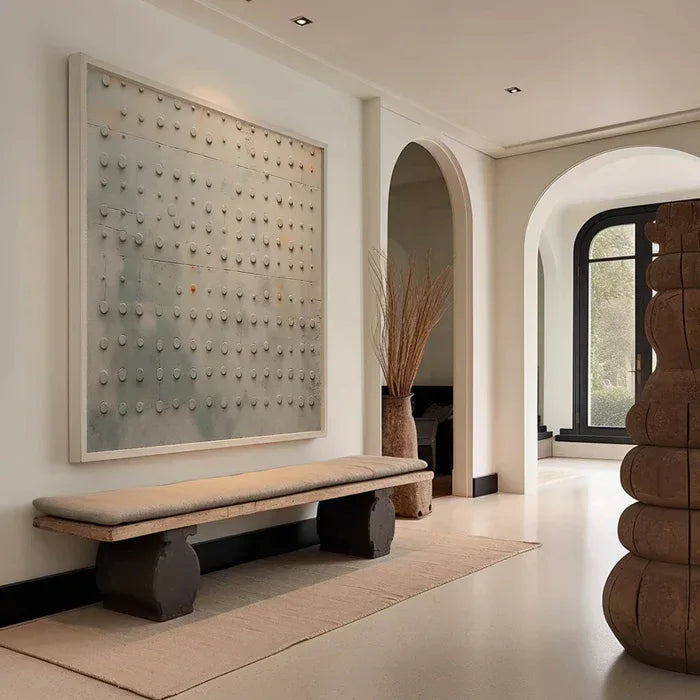 "Industrial Echo" – Minimalist 3D Relief Grid Art | Sophisticated Architectural Wall Decor