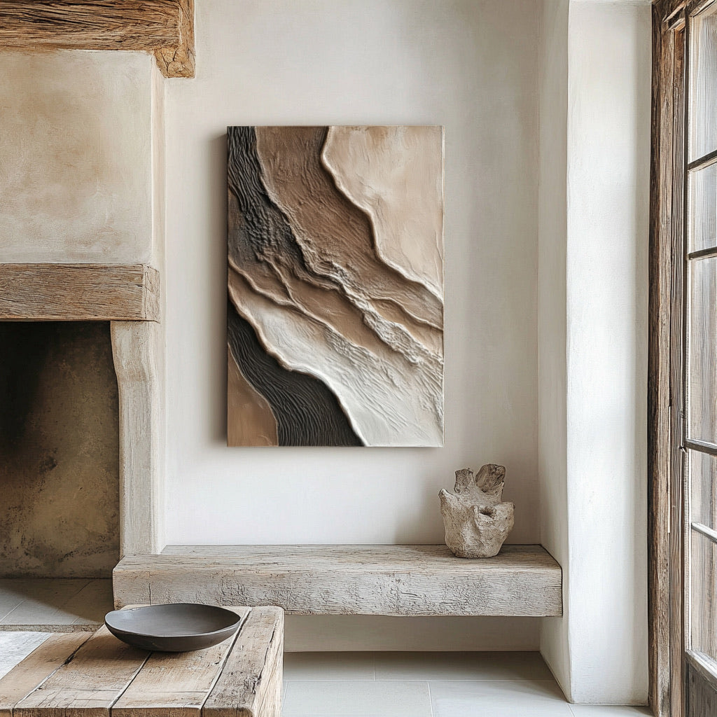 "Resilient Pulse" – Modern Sculptural Impasto Rose | Moody Master Suite Statement Art