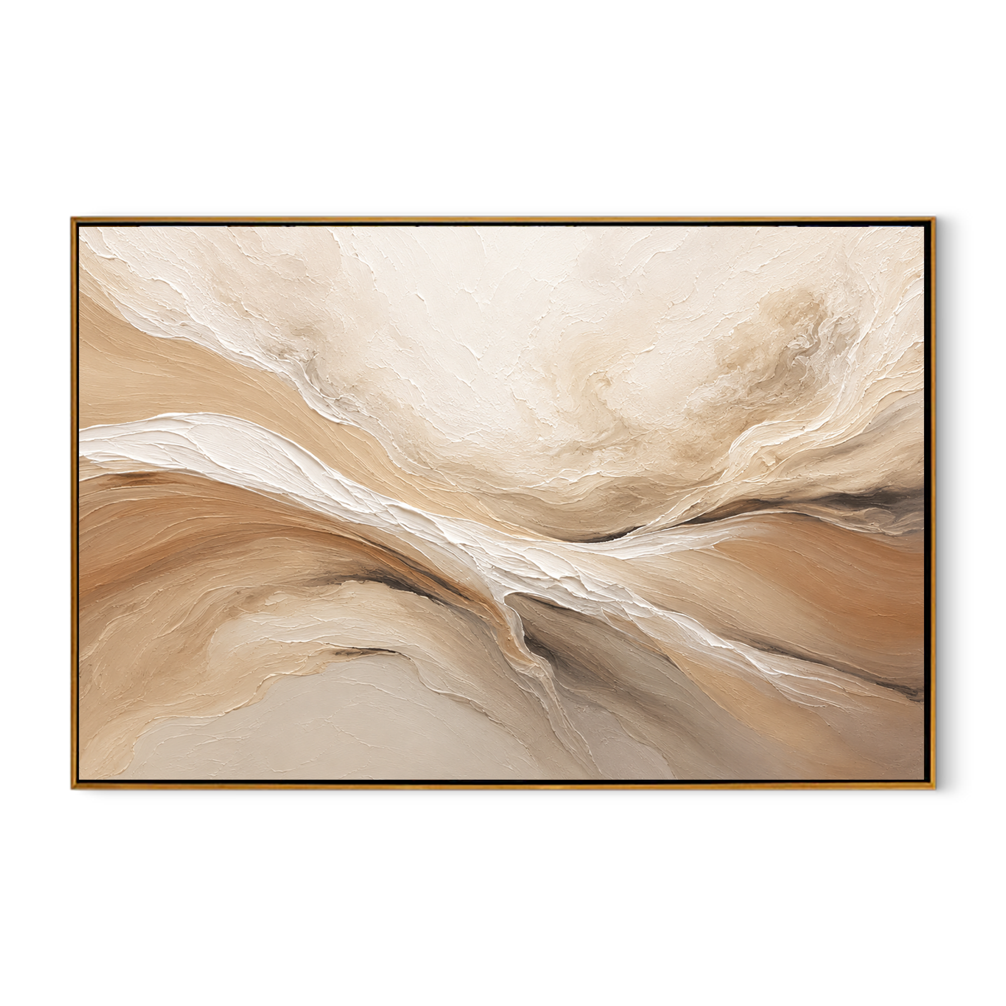 "Desert Drift" - Abstract Wabi-Sabi Landscape Painting | Beige Brown & White Horizontal Wall Art