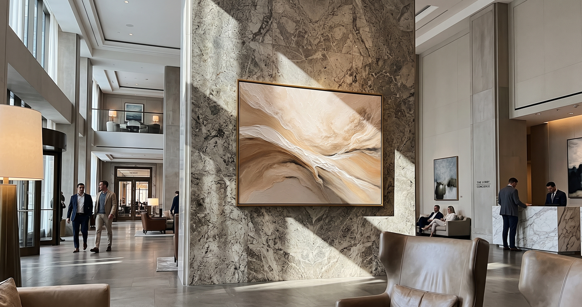"Desert Drift" - Abstract Wabi-Sabi Landscape Painting | Beige Brown & White Horizontal Wall Art