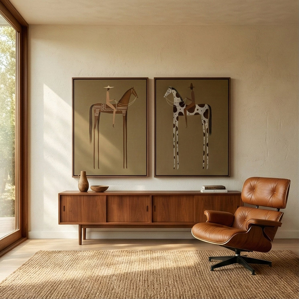 "Silent Journey" - Modern Heavy Impasto Abstract Artwork | Beige & Golden Palette Knife Painting | Luxury Two-Panel Vertical Wall Art #YK 1604