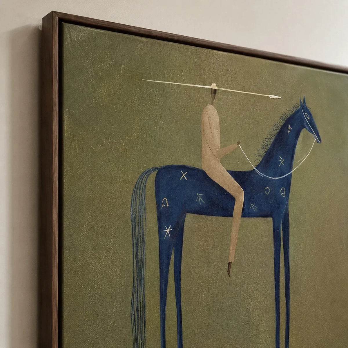 "Emerald Stillness" - Modern Heavy Impasto Western Animal Artwork | Blue Palette Knife Painting | Luxury Vertical Wall Art #YK 1602