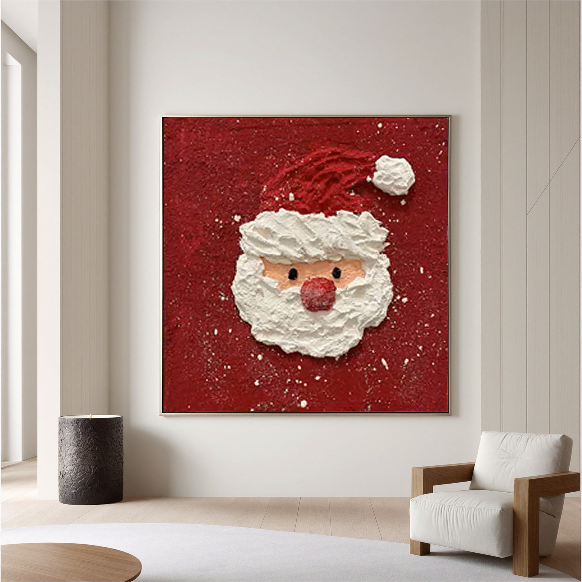 "Beige Echo" - 3D Heavy Impasto Plaster Relief | Beige & White Plaster Texture Statement Art