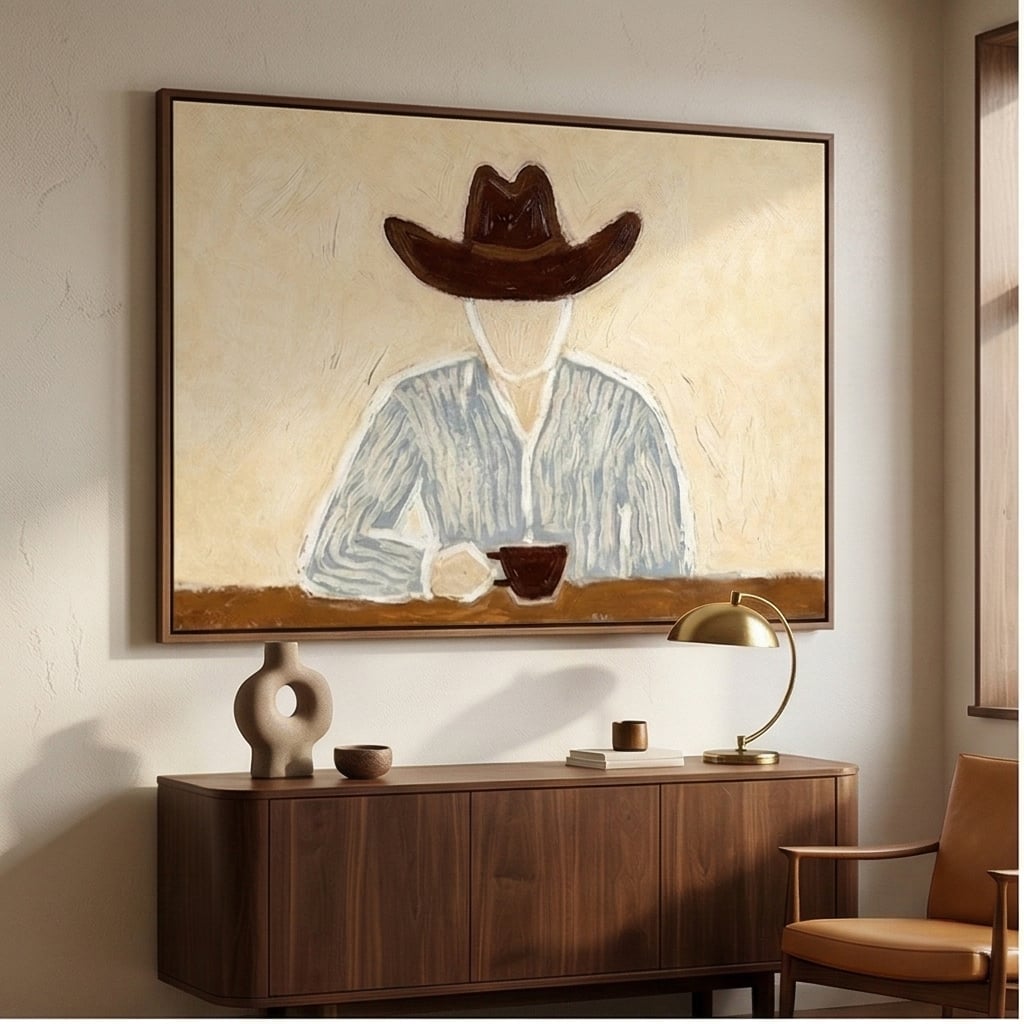 "Morning Solitude" - Modern Heavy Impasto Abstract Artwork | Beige Palette Knife Painting | Luxury Horizontal Wall Art #YK 1601