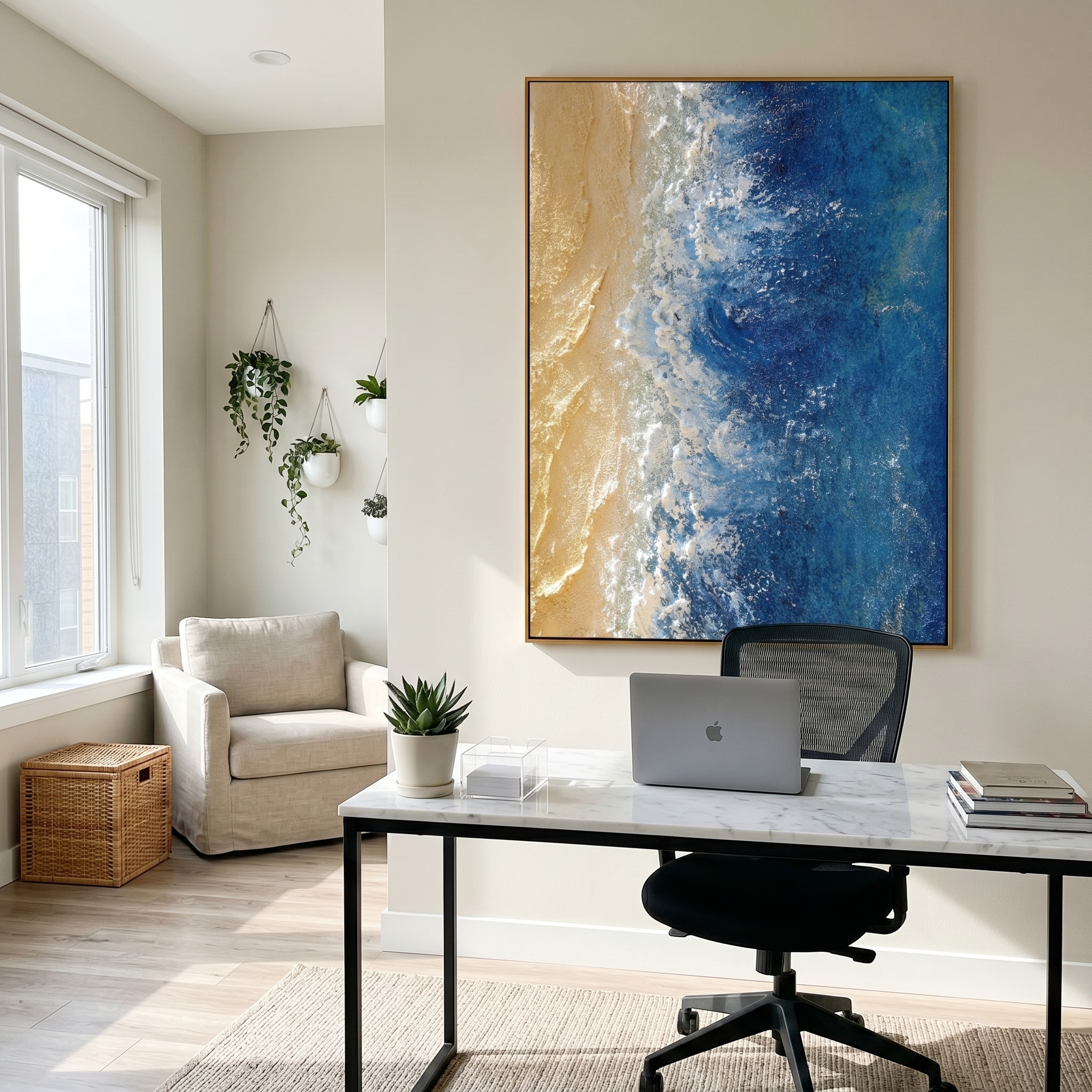 "Silent Sands" – Minimalist Zen 3D Relief Raked Art | Meditative Bedroom Decor