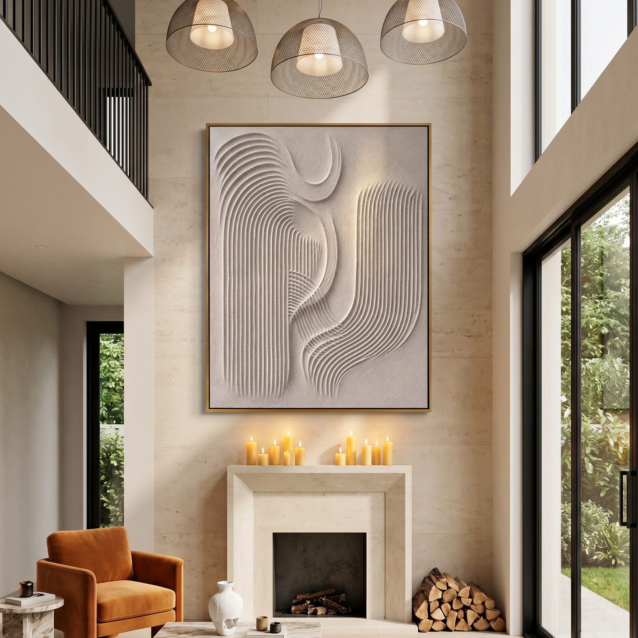 "Zen Echo" – Minimalist 3D Relief Rhythmic Textured Art | Contemporary Master Bedroom Decor