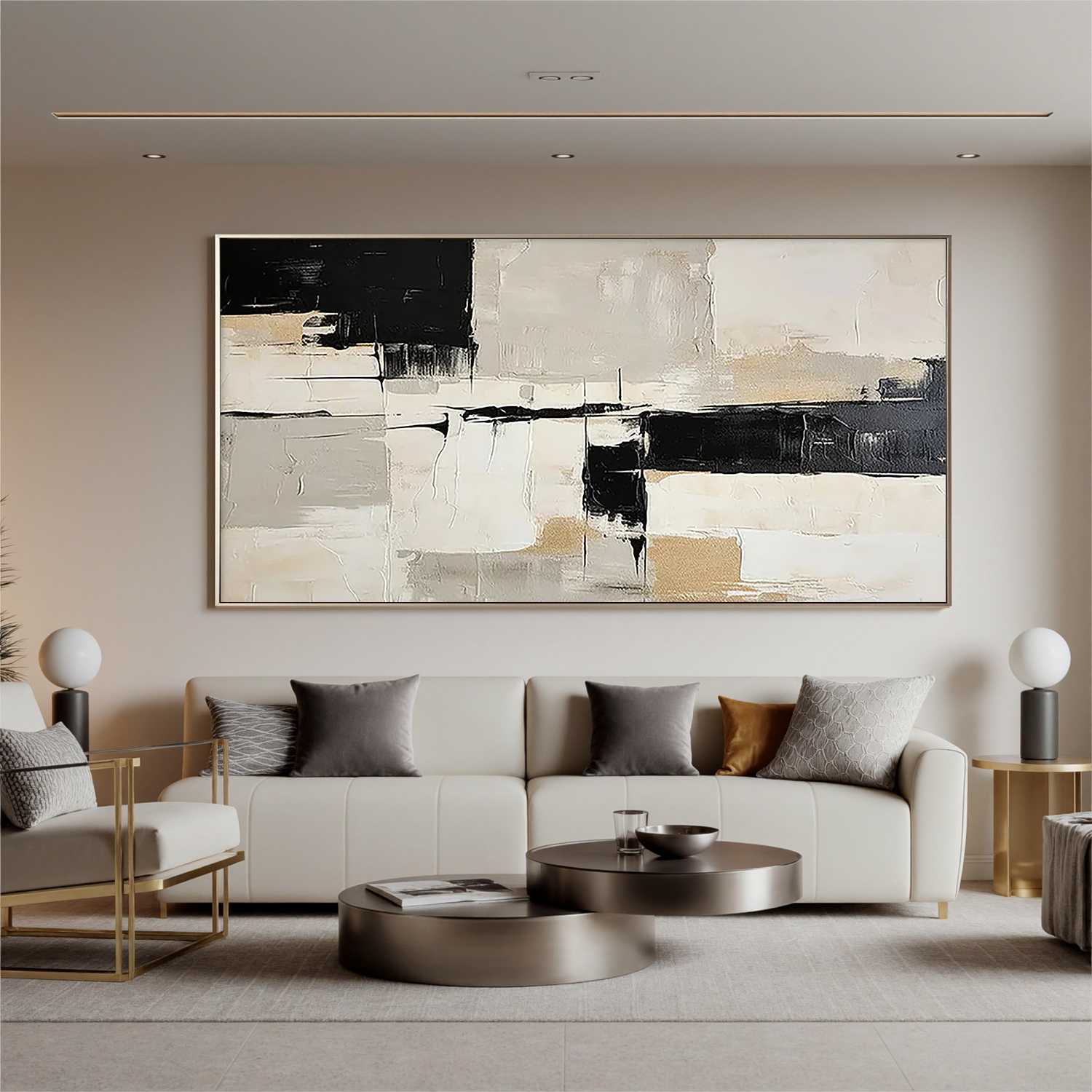 "Nude Abstract" - Minimalist Impasto Abstract | Beige Abstract Art Statement Art