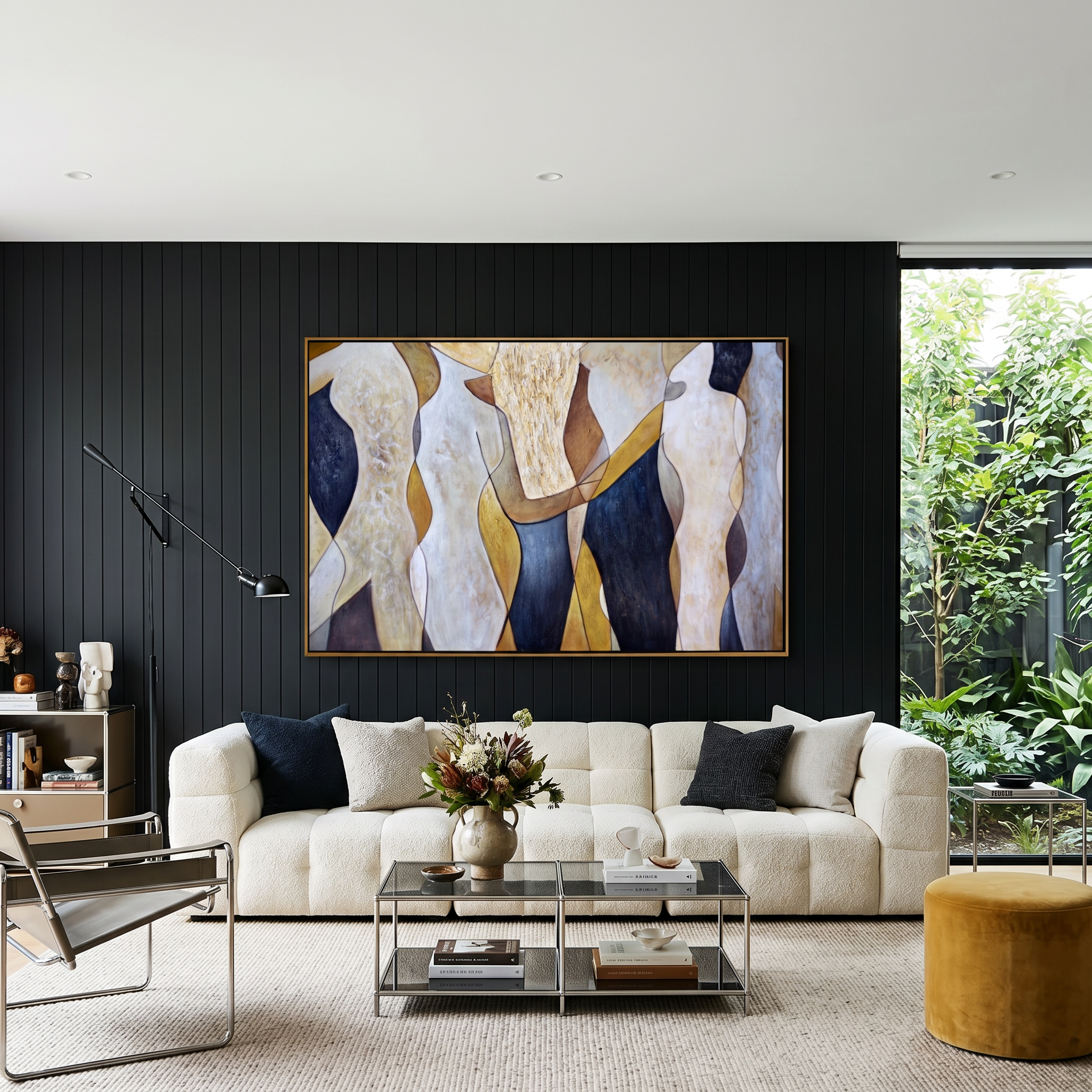 "Soul Harmony" – Modern Abstract Figurative Earth Tone Acrylic Painting | Sophisticated Hallway Statement Art