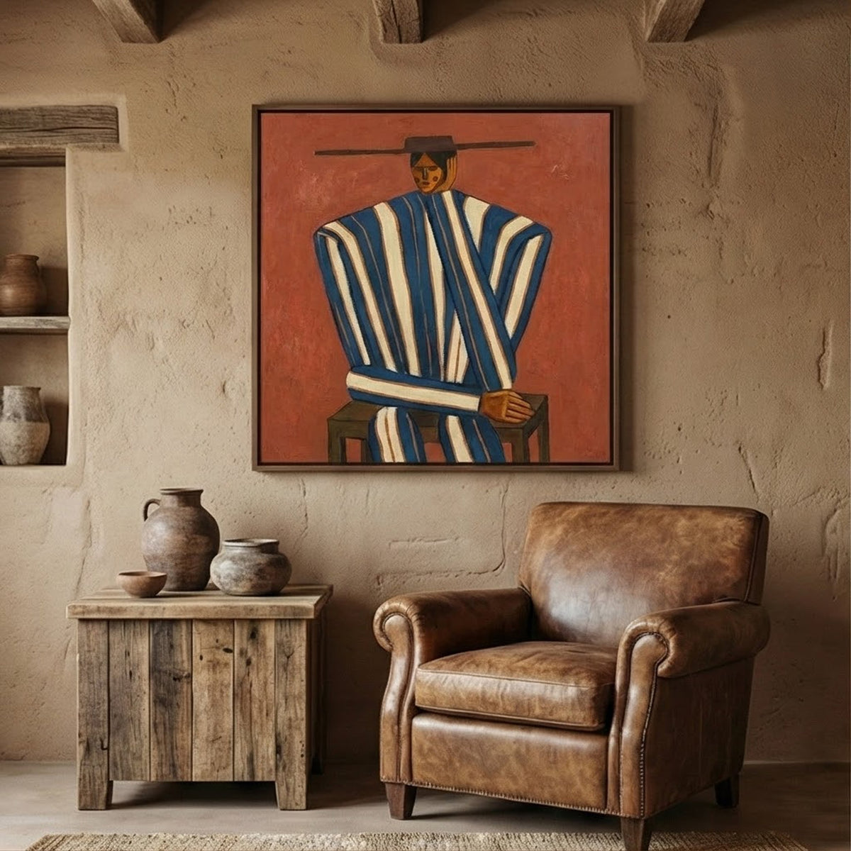 "Striped Serenity" - Modern Heavy Impasto Abstract Artwork | Golden & Brown Palette Knife Painting | Luxury Square Wall Art #YK 1600