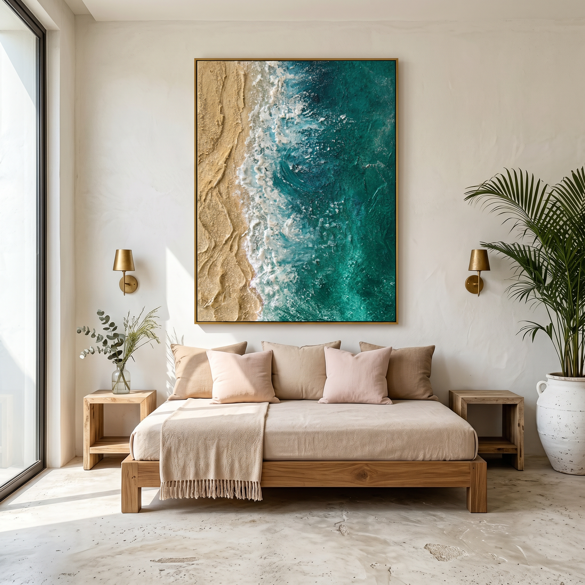 "Dreamy Reflections" – Modern Stylized Forest & Water Canvas | Serene Wilderness Decor
