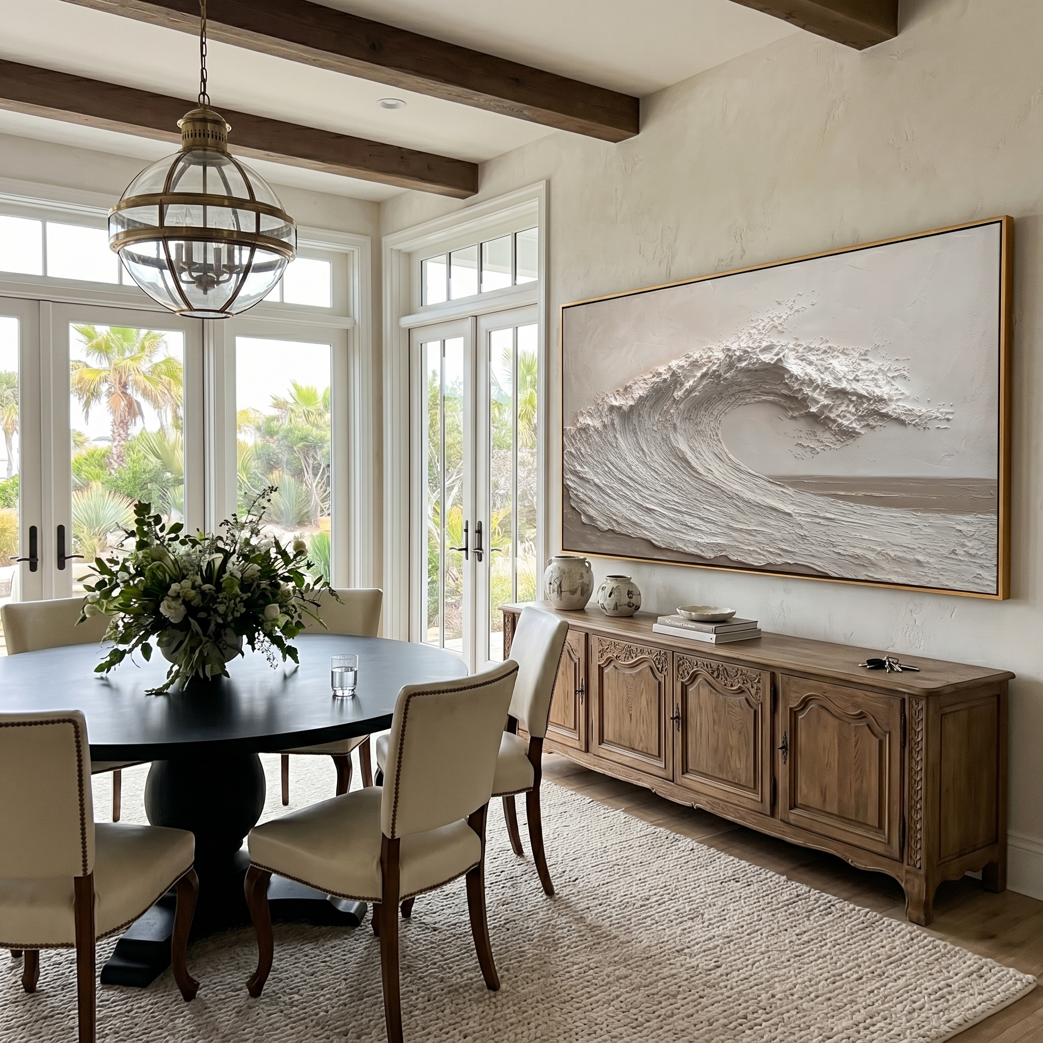 "Silent Surge" – Minimalist 3D Sculptural Wave Impasto Canvas Art | Zen Living Room Decor