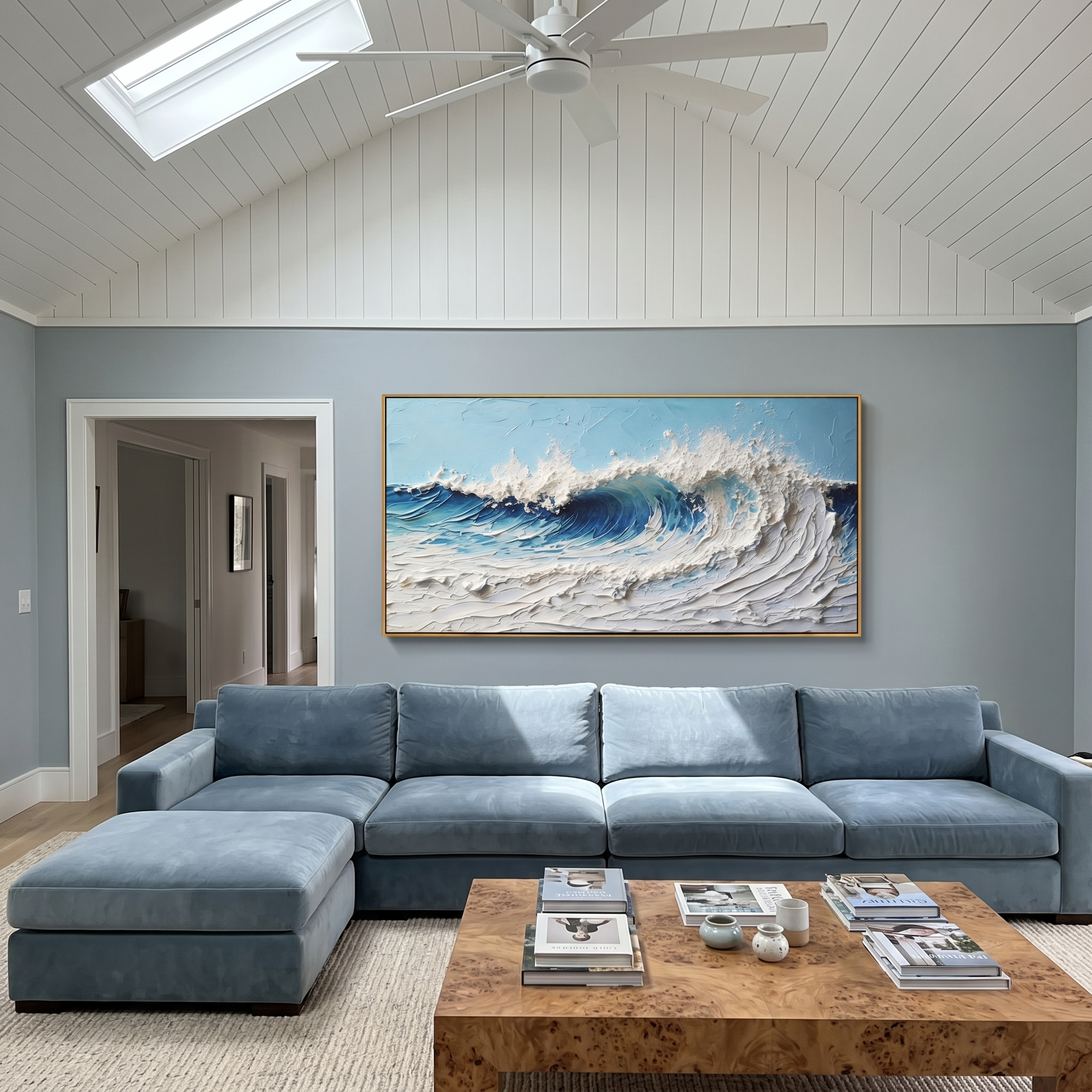 "Summer Tide" – Modern Textured Impasto Beach Seascape | Vibrant Coastal Living Room Wall Art