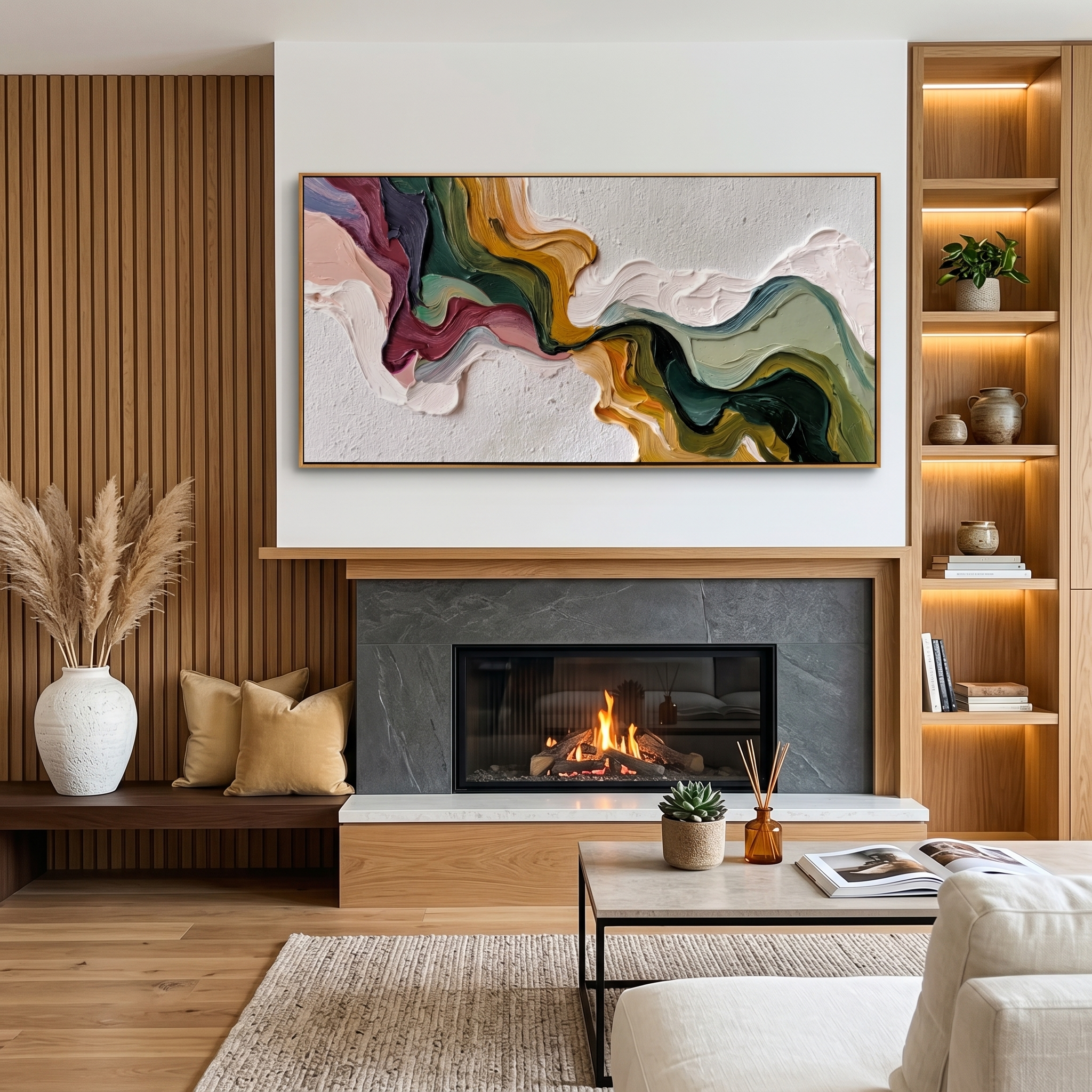 "Chromatic Flow" – Sculptural Fluid Abstract Impasto Canvas Art | Contemporary Hallway Statement