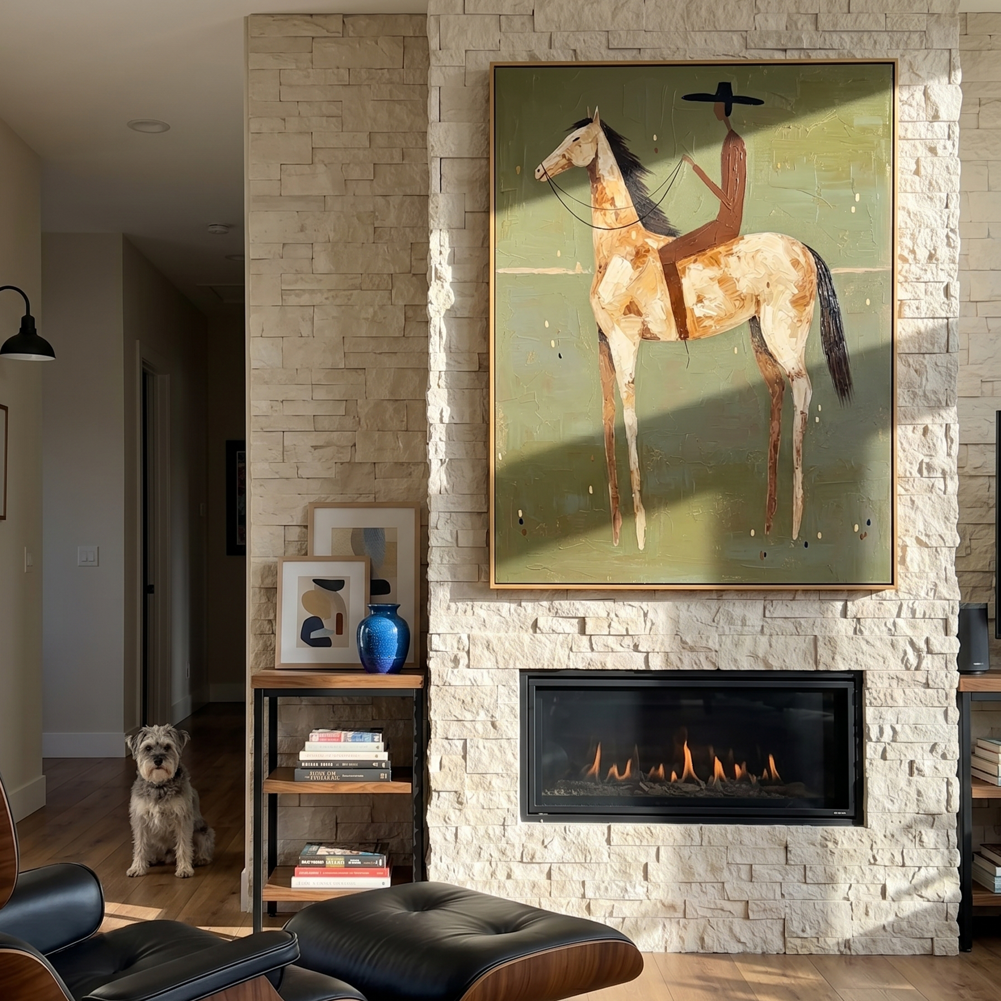 "Equestrian in Olive Light" – Abstract Textured Impasto Artwork | Earthy Washed Tones Wall Decor | Contemporary Vertical Statement Piece #AB 004