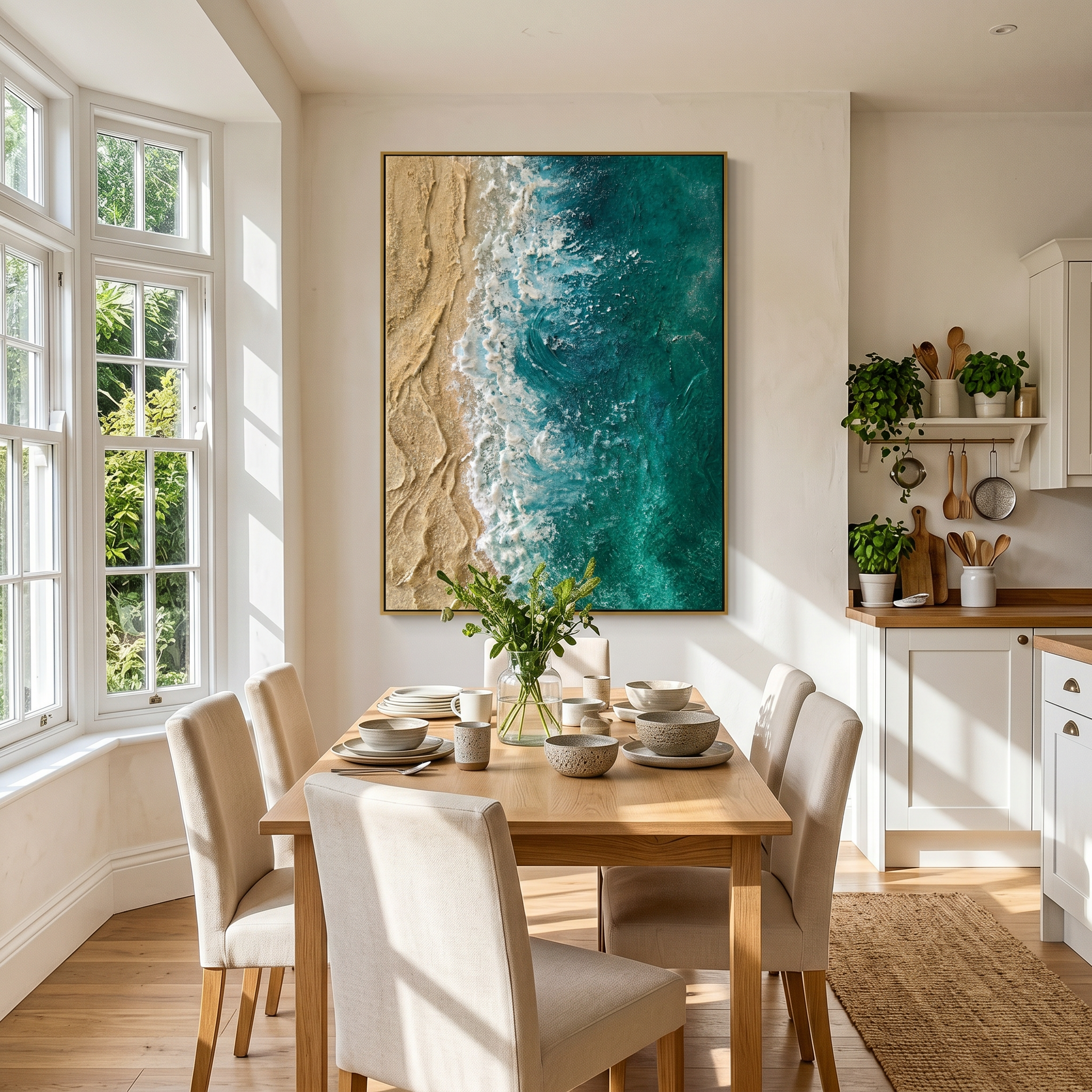 "Dreamy Reflections" – Modern Stylized Forest & Water Canvas | Serene Wilderness Decor