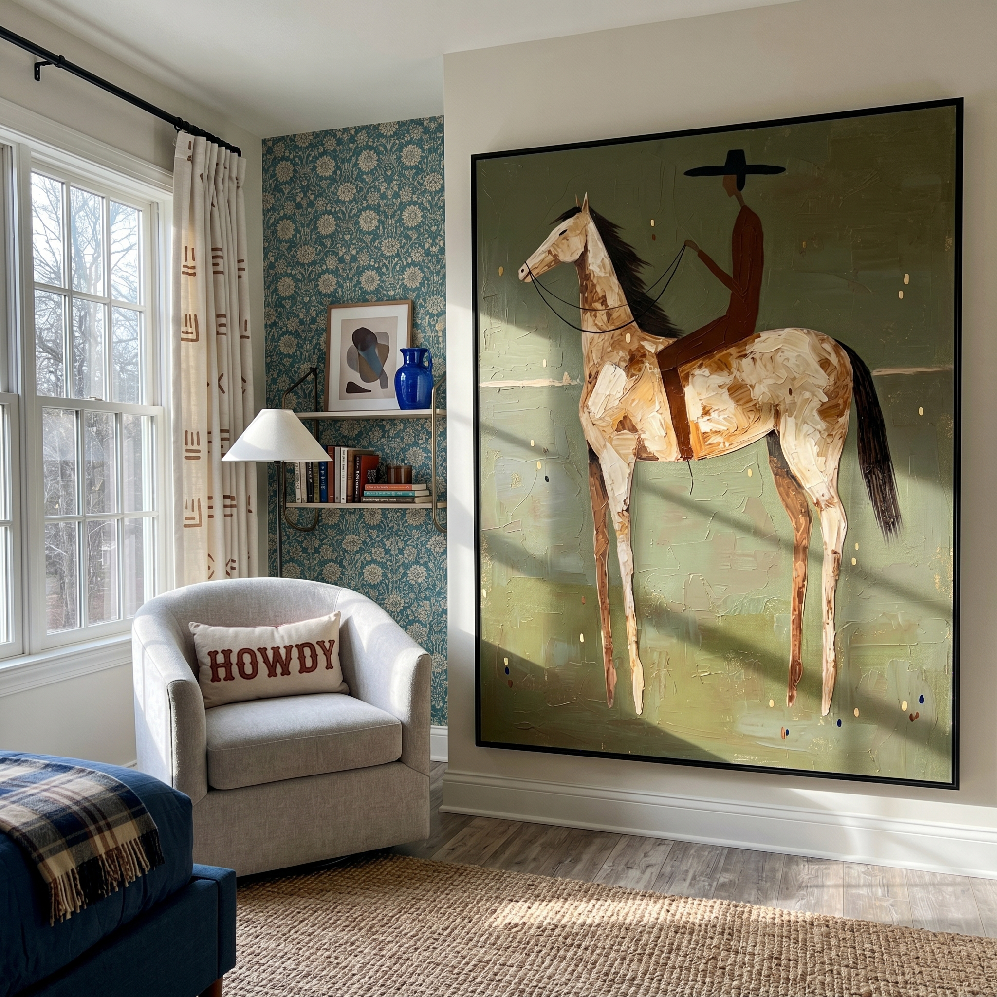 "Equestrian in Olive Light" – Abstract Textured Impasto Artwork | Earthy Washed Tones Wall Decor | Contemporary Vertical Statement Piece #AB 004