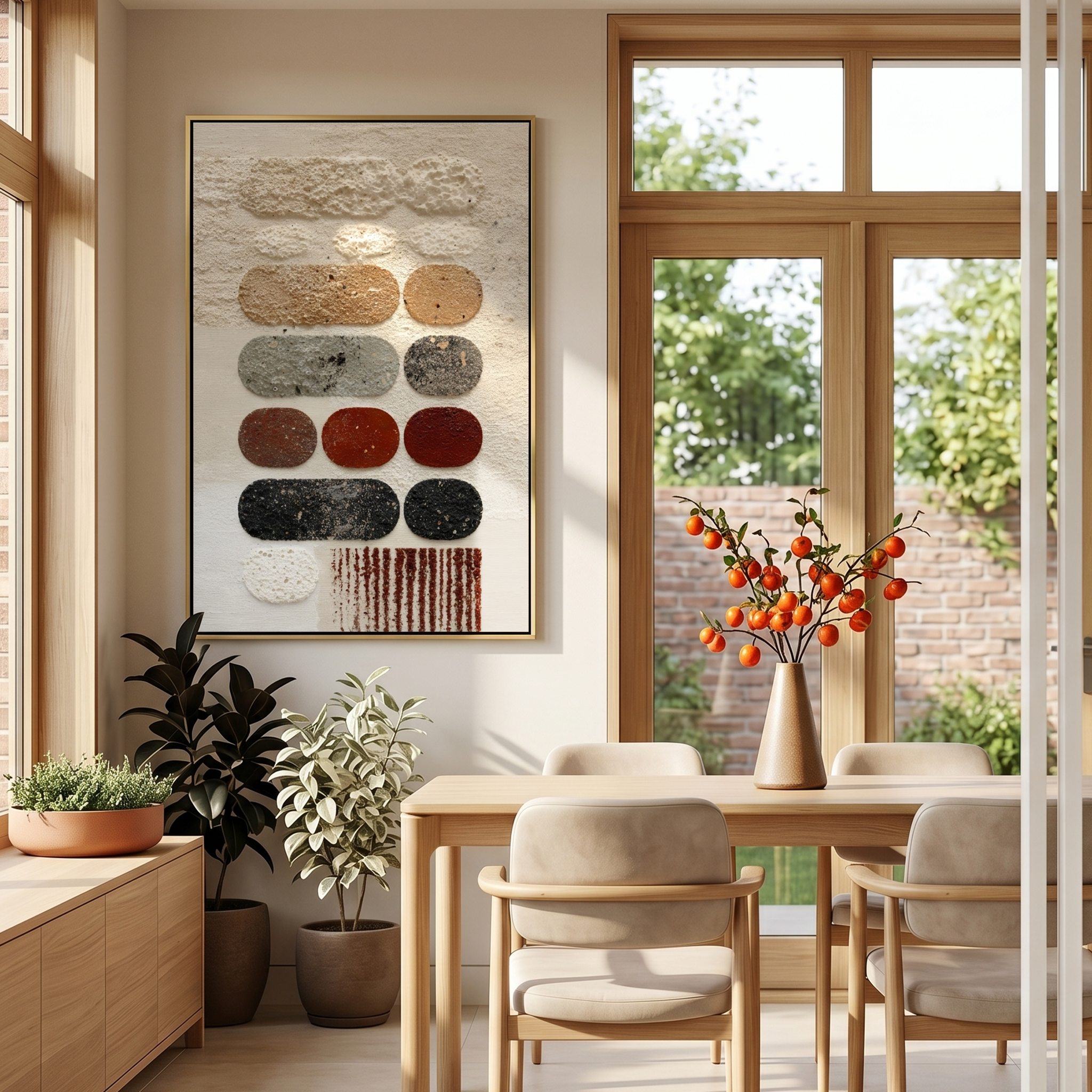 "Wabi-Sabi Earth Tones" – Modern Heavy Impasto Abstract | 3D Neutral & Rust Palette Knife Painting | Luxury Vertical Wall Art#WS 001