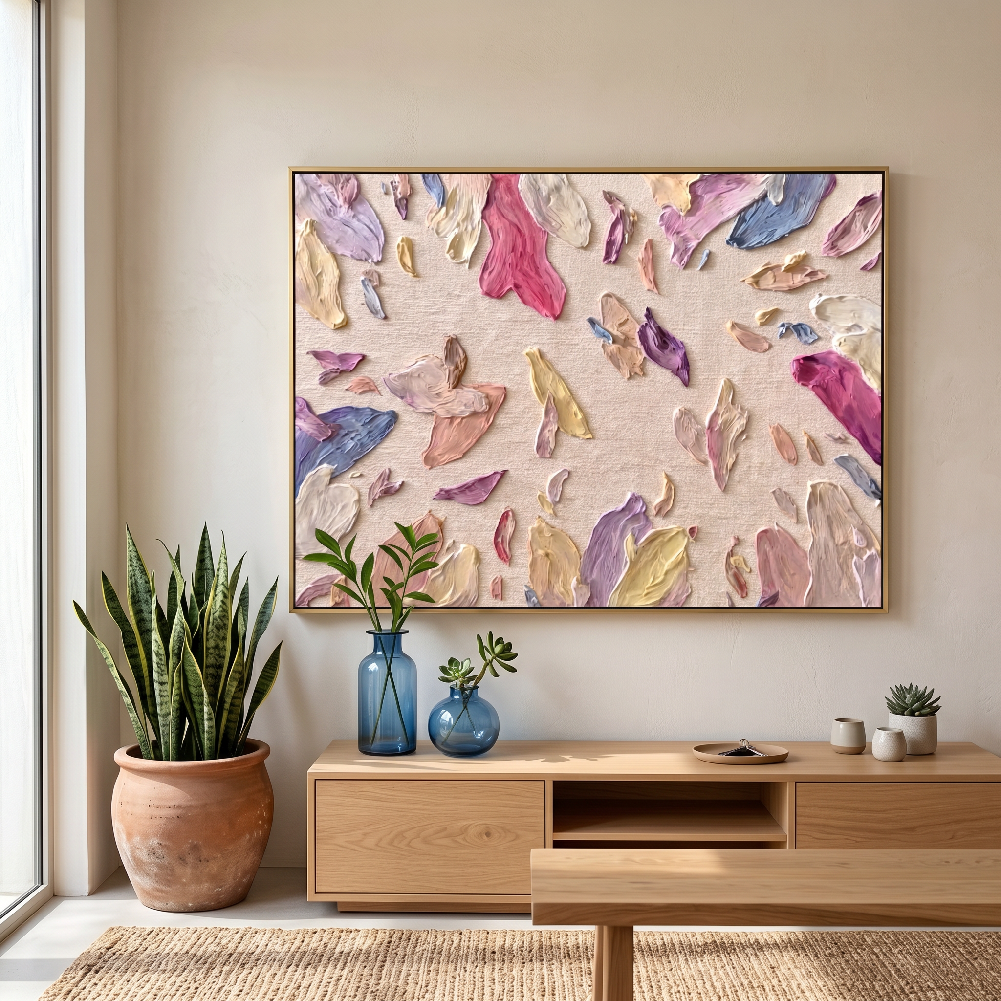 "Golden Muse" – Modern Heavy Impasto Gilded Abstract | Sophisticated Hallway Statement Art