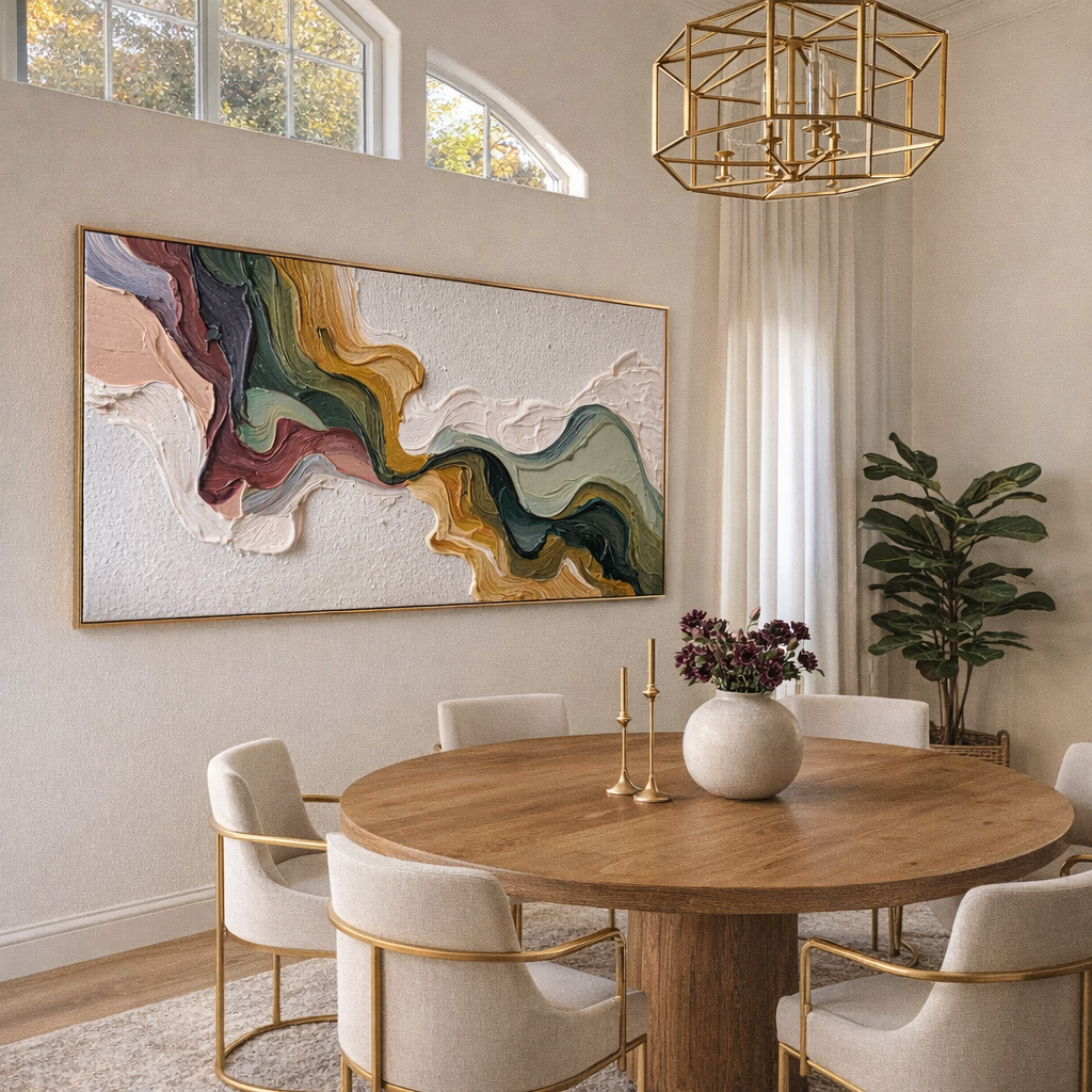 "Chromatic Flow" – Sculptural Fluid Abstract Impasto Canvas Art | Contemporary Hallway Statement
