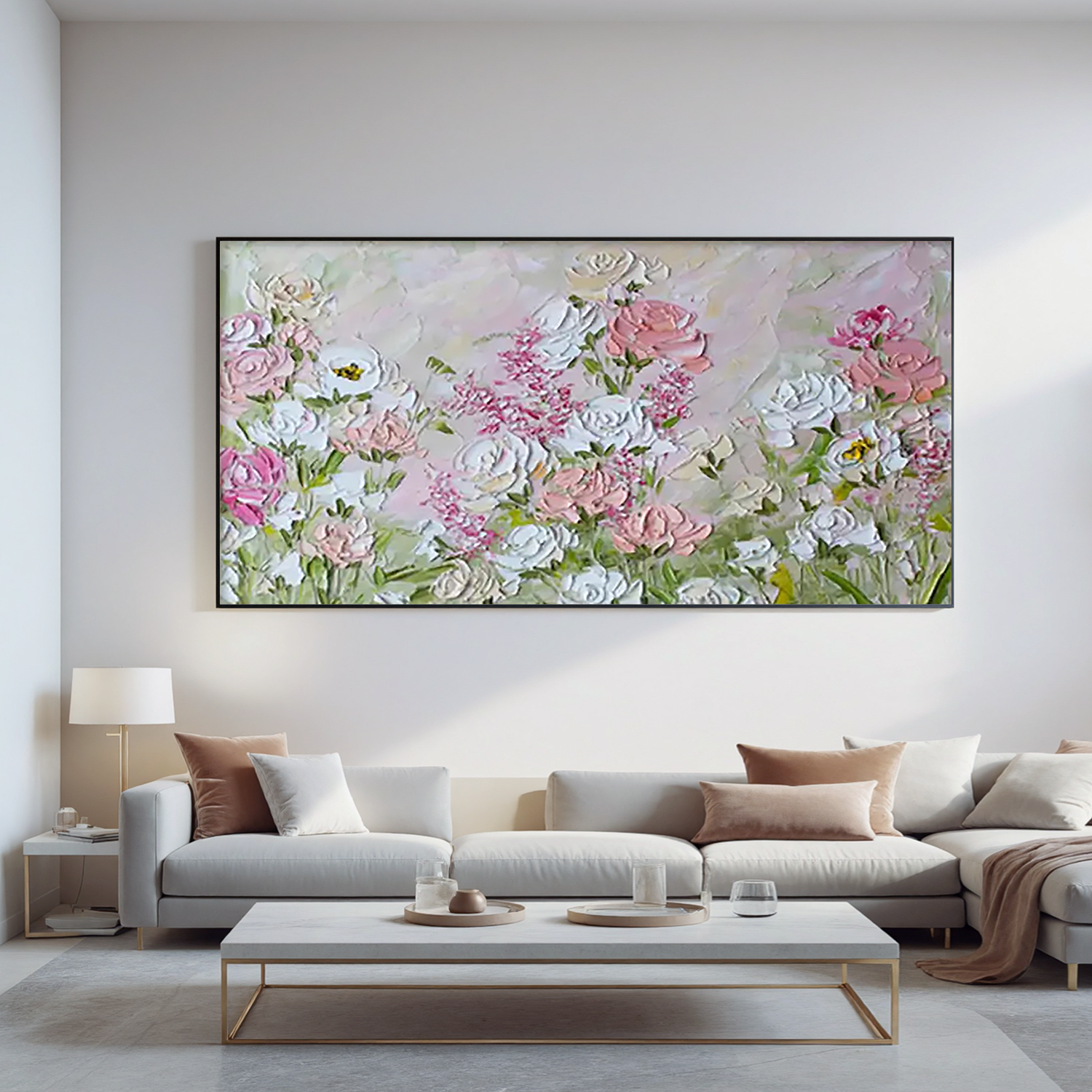 "Warm Drift" - 3D Heavy Impasto Plaster Relief | Beige & White Plaster Texture Statement Art