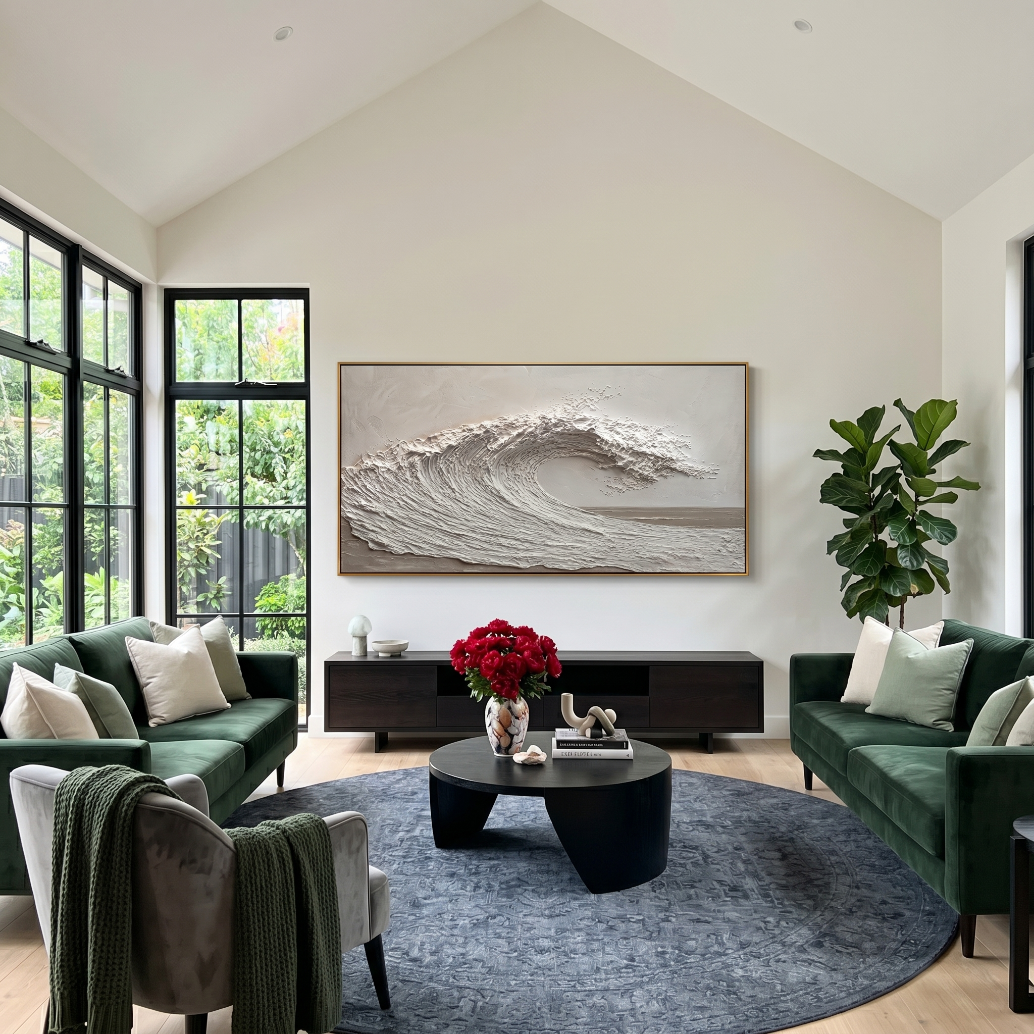 "Silent Surge" – Minimalist 3D Sculptural Wave Impasto Canvas Art | Zen Living Room Decor