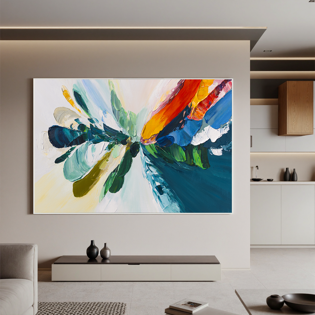 "Azure Drift" - 3D Heavy Impasto Plaster Relief | Blue & White Plaster Texture Statement Art