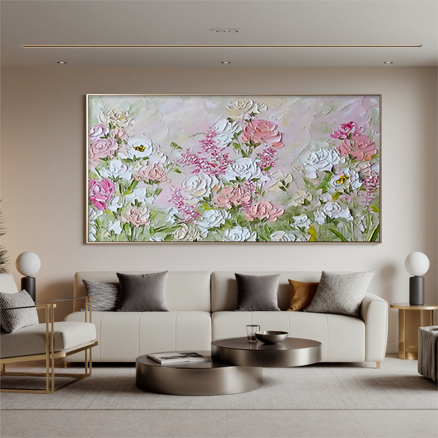 "Warm Drift" - 3D Heavy Impasto Plaster Relief | Beige & White Plaster Texture Statement Art