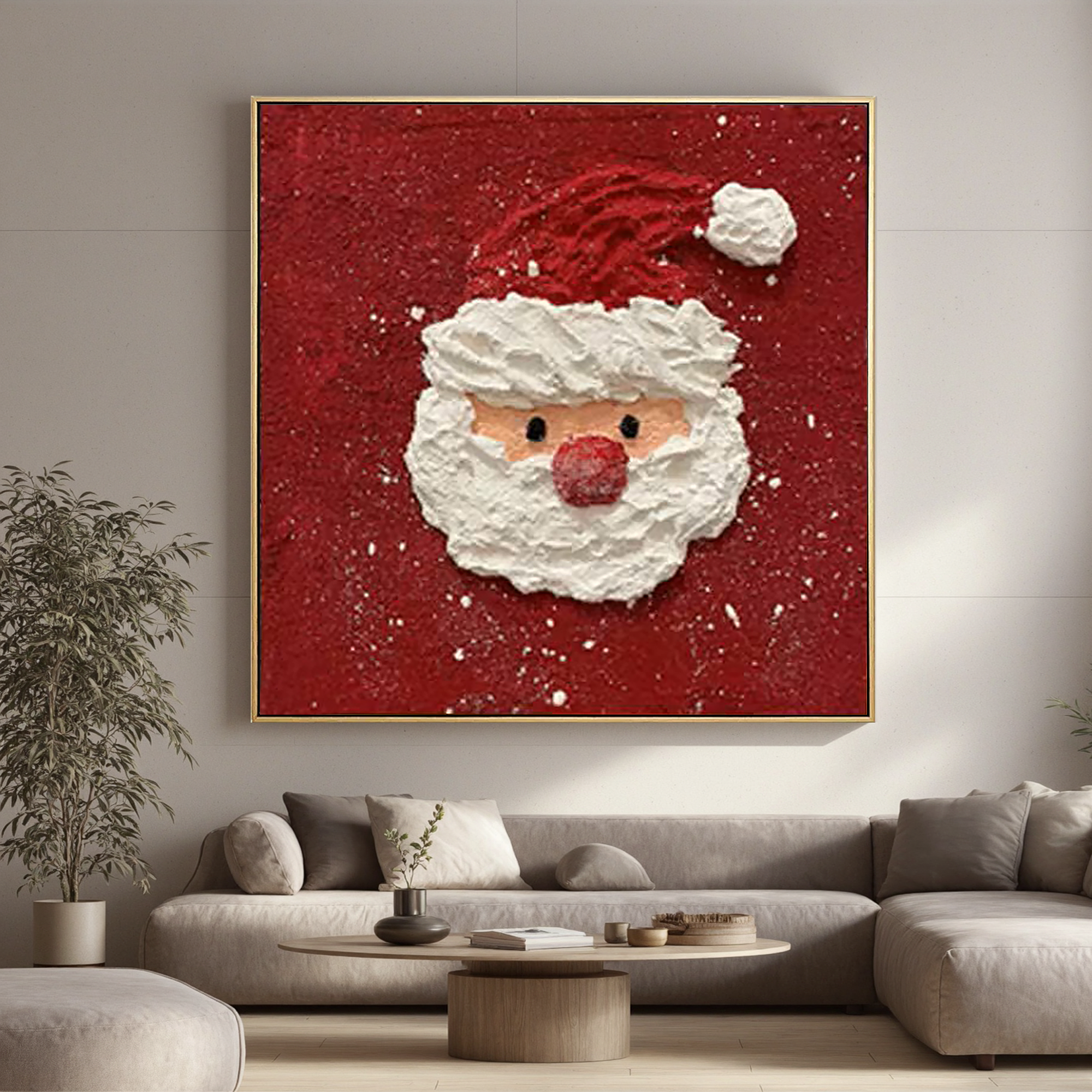 "Beige Echo" - 3D Heavy Impasto Plaster Relief | Beige & White Plaster Texture Statement Art