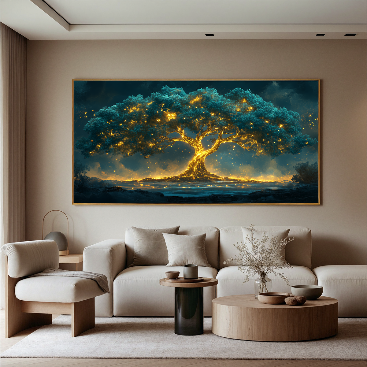 "Topaz Garden" - 3D Heavy Impasto Botanical | Gold Botanical Art Statement Art