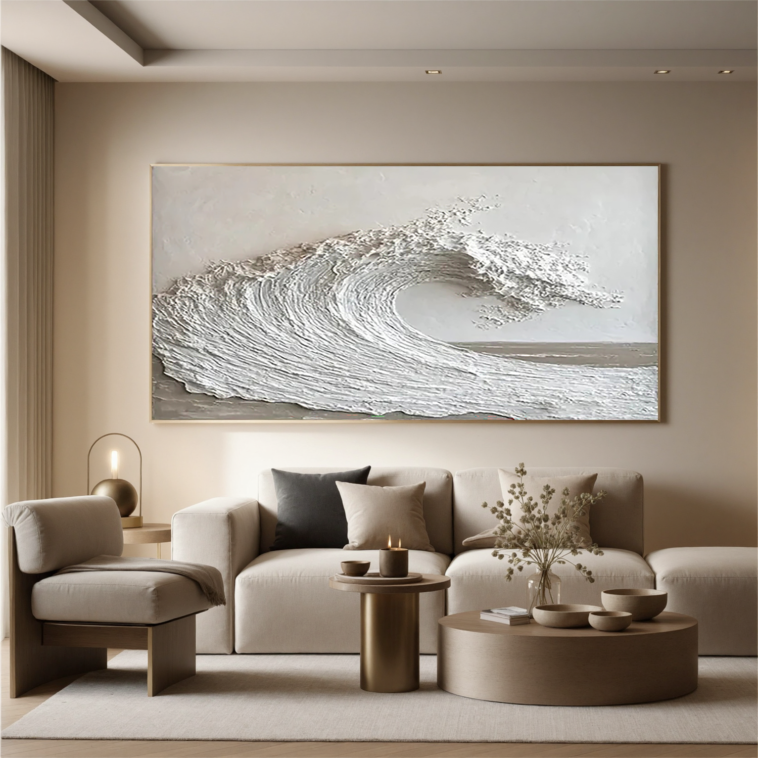 "Sand Shore" - 3D Heavy Impasto Plaster Relief | Beige Plaster Texture Statement Art