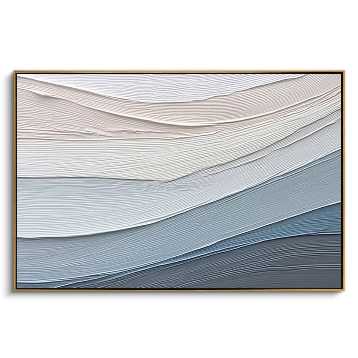 "Buff Spiral" - 3D Heavy Impasto Plaster Relief | Blue & Beige Plaster Texture Statement Art