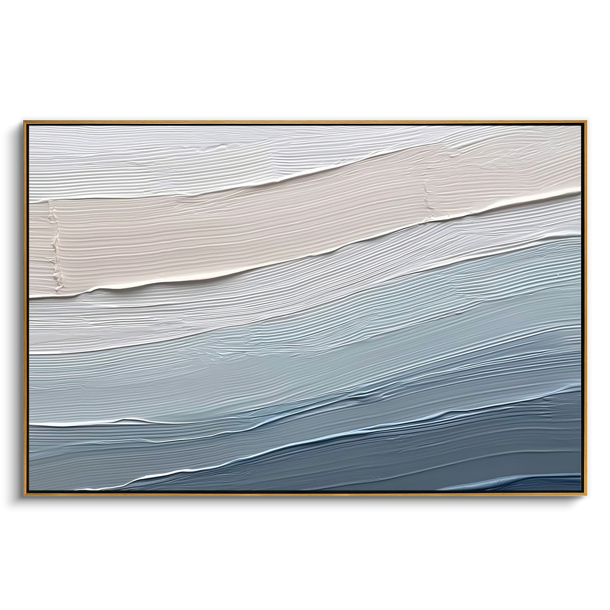 "Warm Lattice" - 3D Heavy Impasto Plaster Relief | Blue & Beige Plaster Texture Statement Art