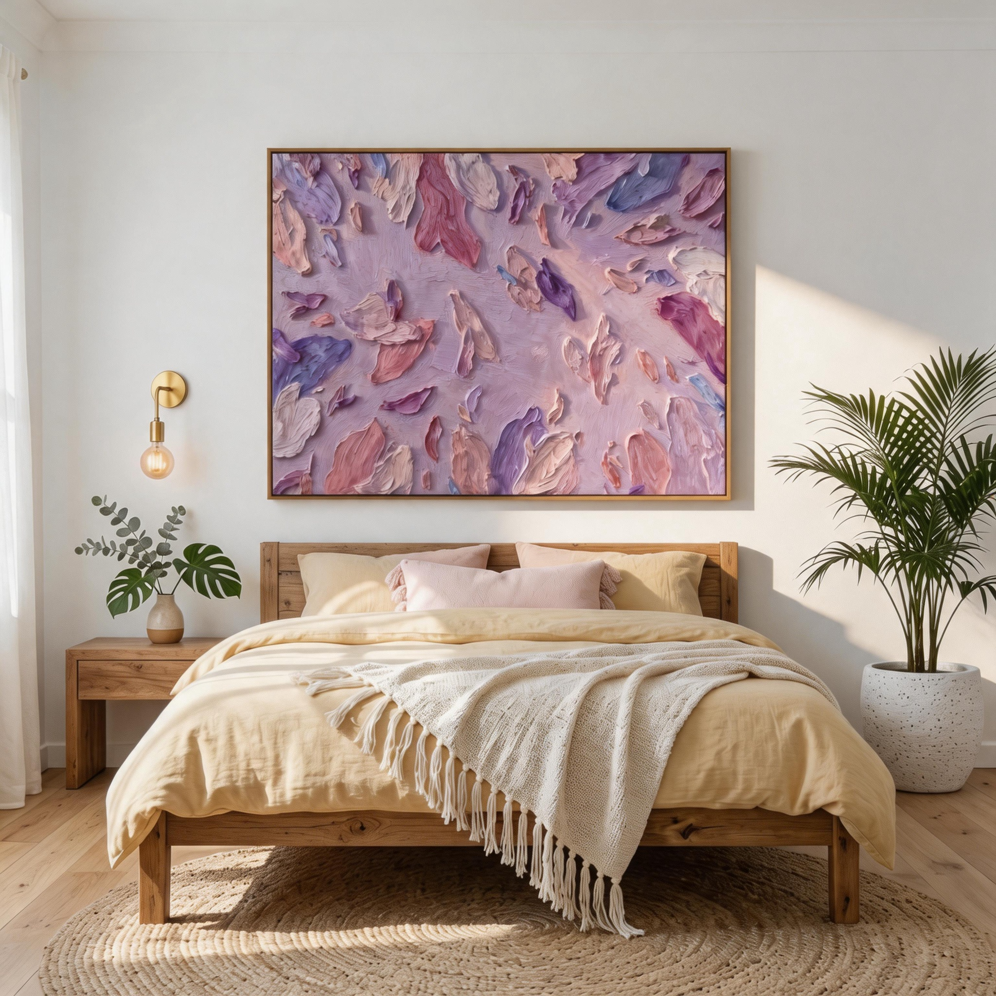 "Lavender Whisper" – Romantic Heavy Impasto Floral Abstract | Ethereal Bedroom Statement Art