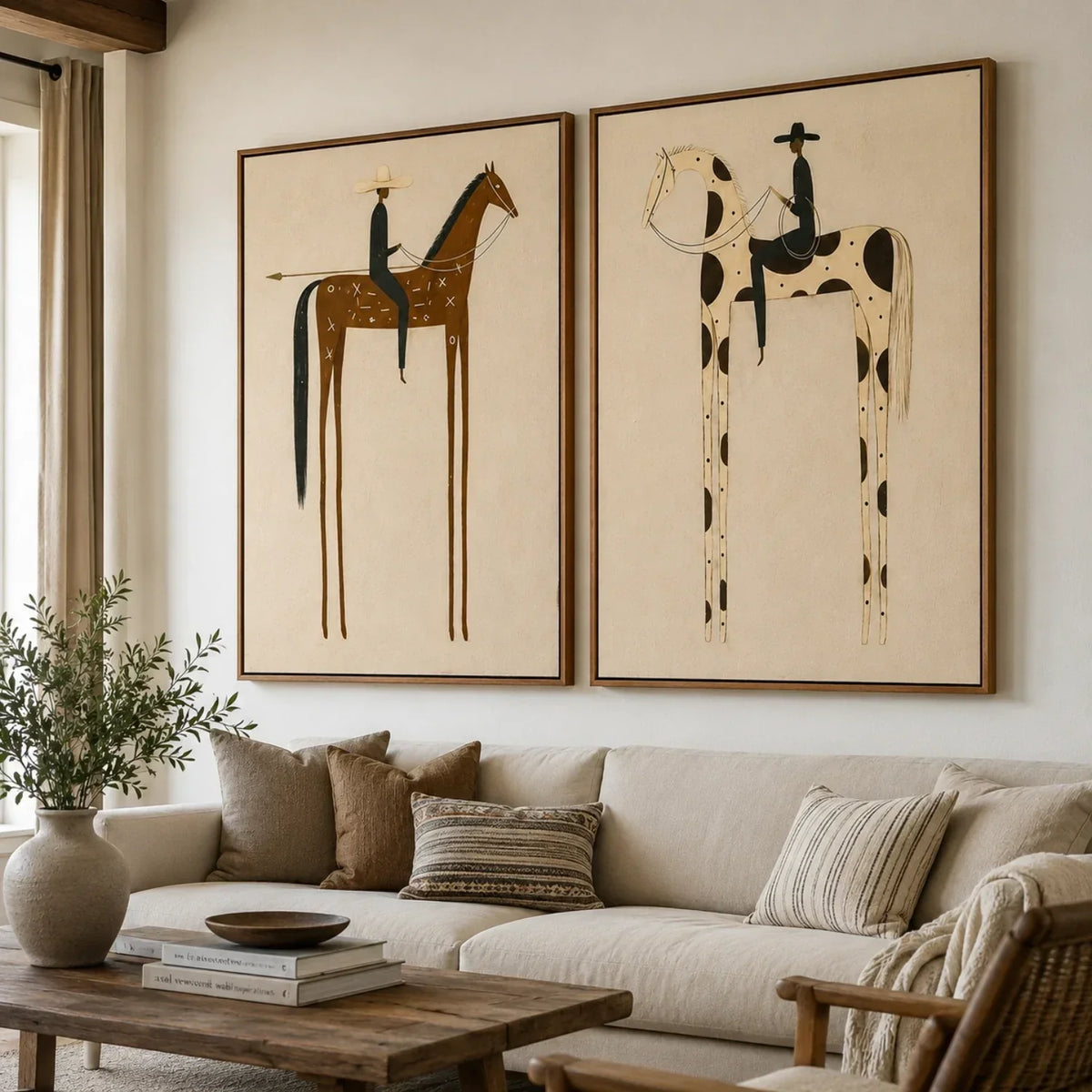 "Twin Bearings" - Modern Heavy Impasto Western Animal Artwork | Golden Palette Knife Painting | Luxury Two-Panel Vertical Wall Art #YK 1605