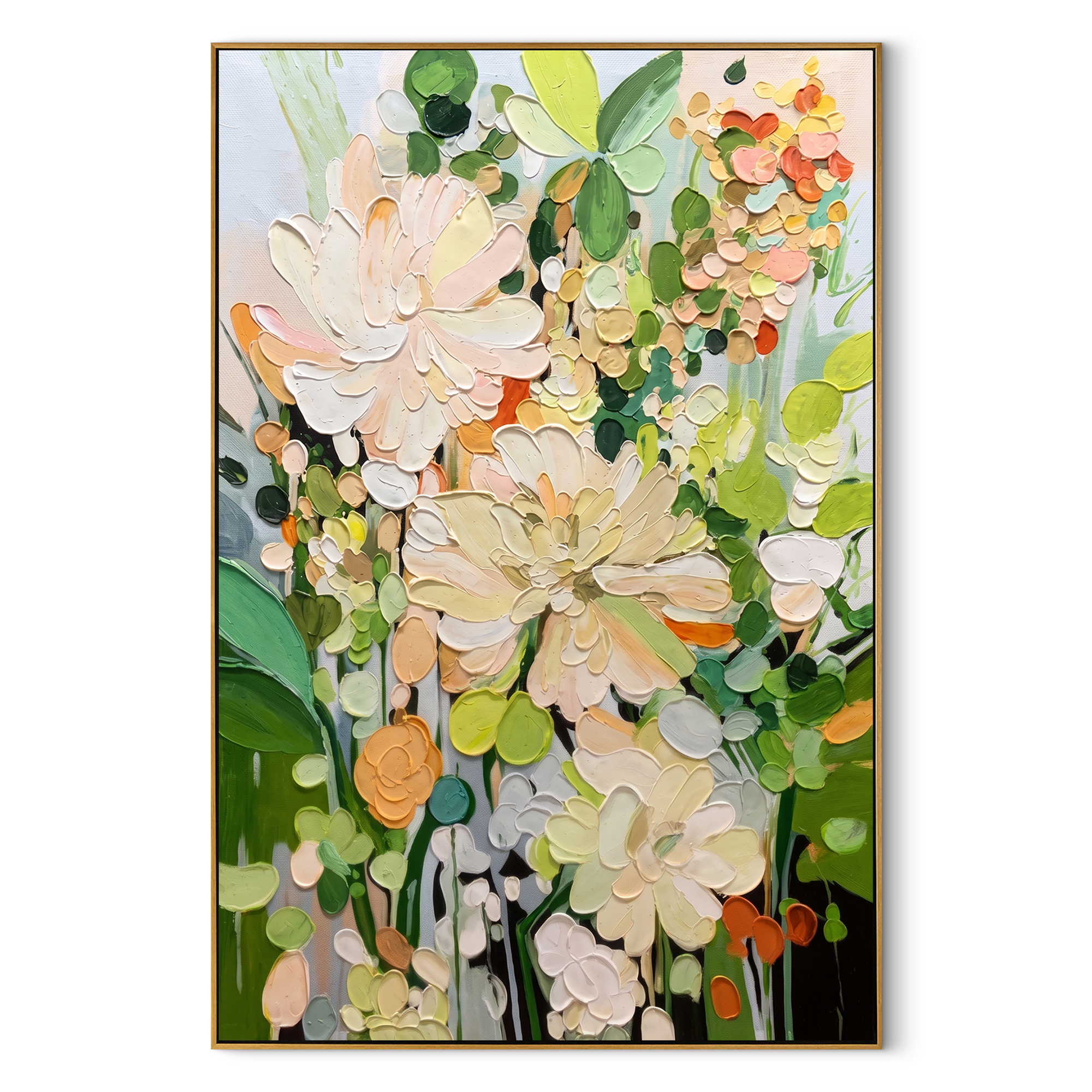 "Meadow Grace" – Modern 3D Impasto Floral Canvas | Whimsical Whimsical Garden Wall Art