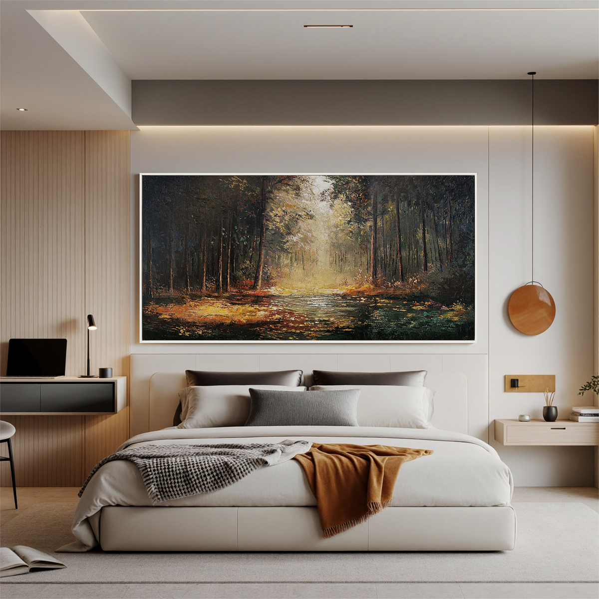 "Warm Abstract" - Impressionist Landscape | Brown & Beige Landscape Art Statement Art