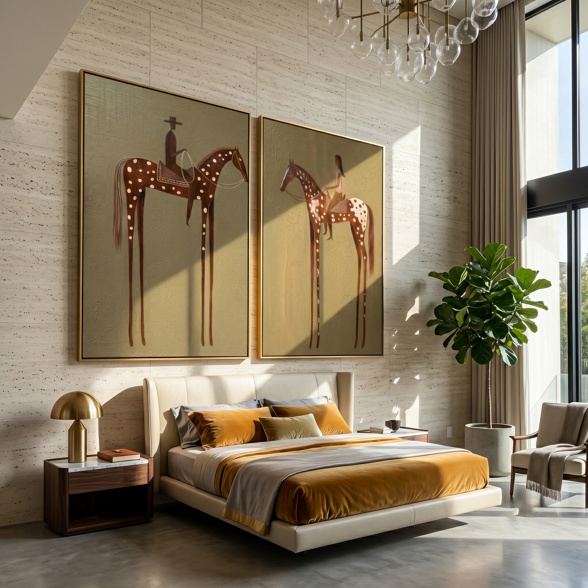 "Silent Spurs" — 3D Textured Abstract Western Riders Wall Art | Olive & Umber Framed Diptych#VA615