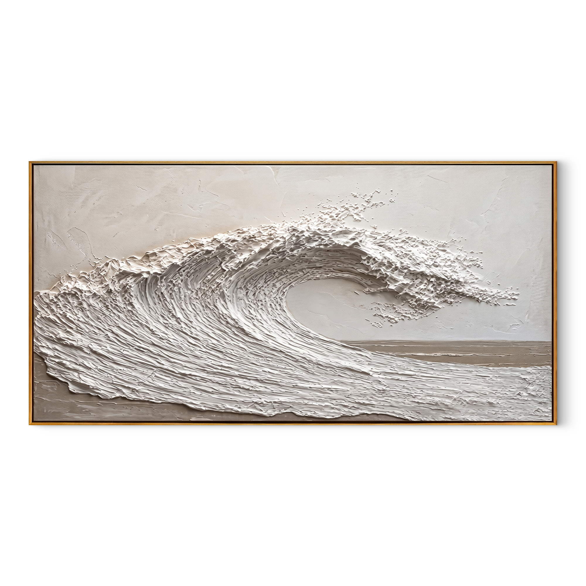 "Silent Surge" – Minimalist 3D Sculptural Wave Impasto Canvas Art | Zen Living Room Decor