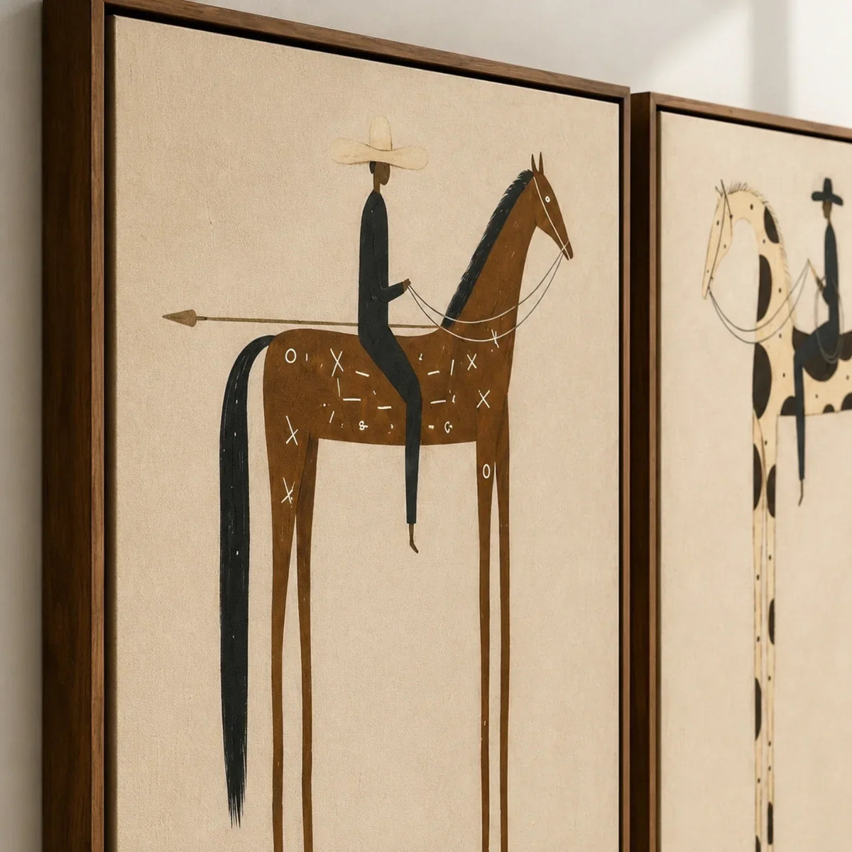 "Twin Bearings" - Modern Heavy Impasto Western Animal Artwork | Golden Palette Knife Painting | Luxury Two-Panel Vertical Wall Art #YK 1605