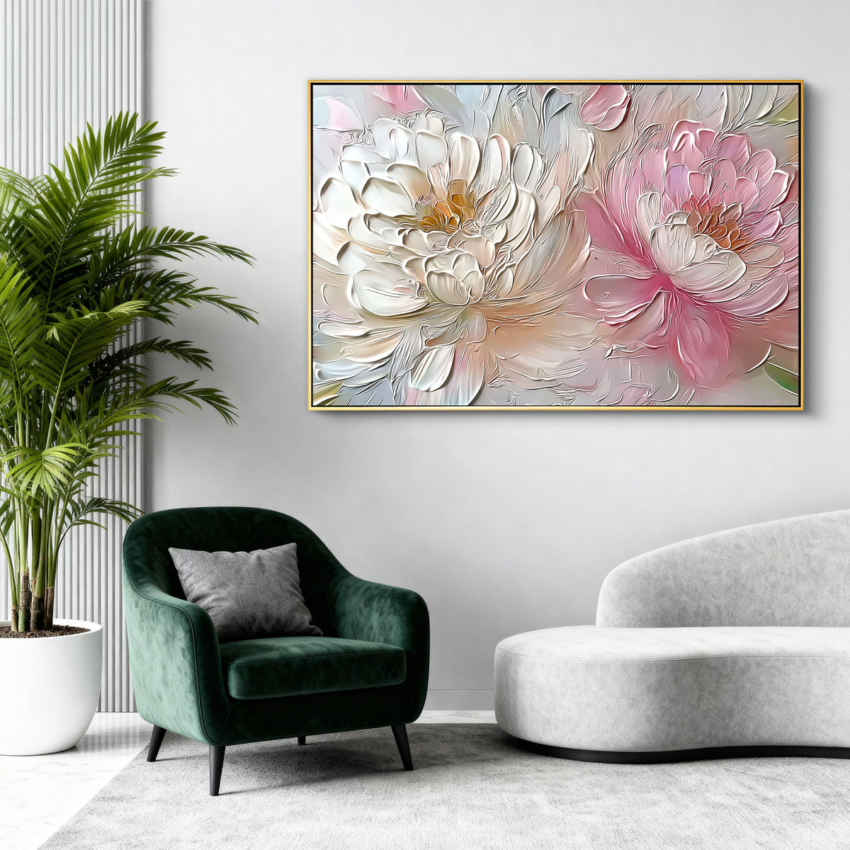 "White Echo" - 3D Heavy Impasto Plaster Relief | White Plaster Texture Statement Art