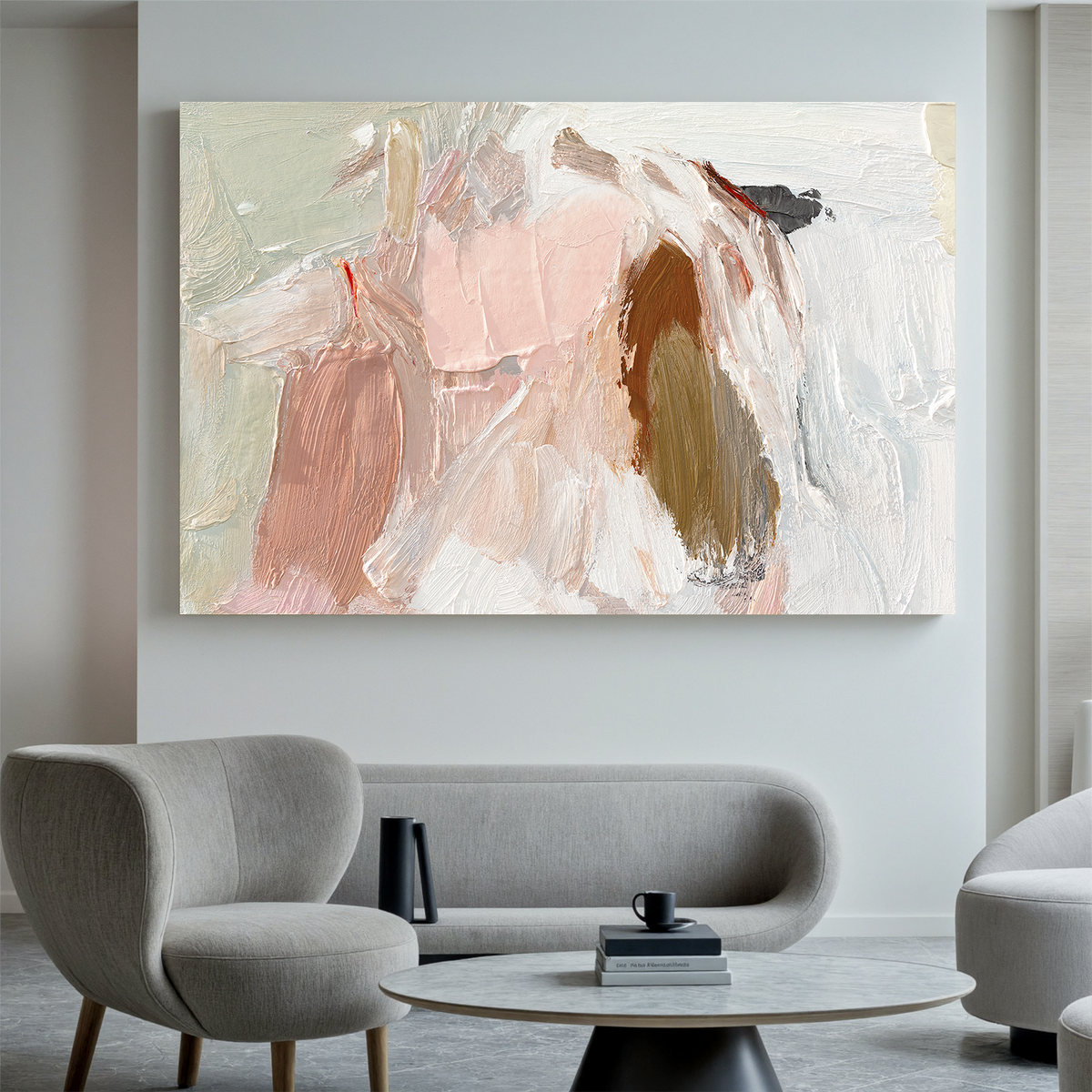 "Clay Form" - Minimalist Impasto Abstract | Brown & White Abstract Art Statement Art