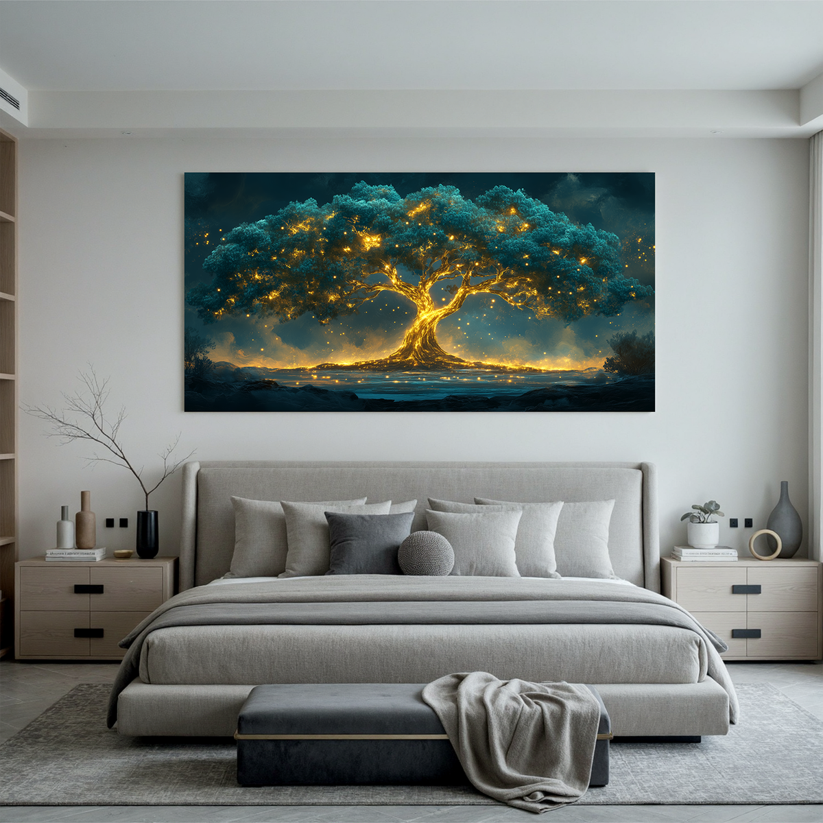 "Topaz Garden" - 3D Heavy Impasto Botanical | Gold Botanical Art Statement Art