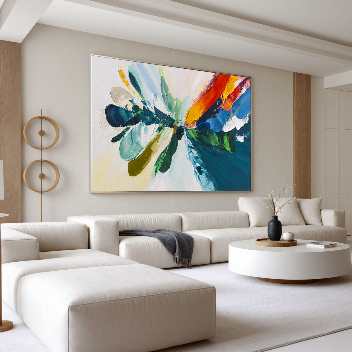 "Azure Drift" - 3D Heavy Impasto Plaster Relief | Blue & White Plaster Texture Statement Art
