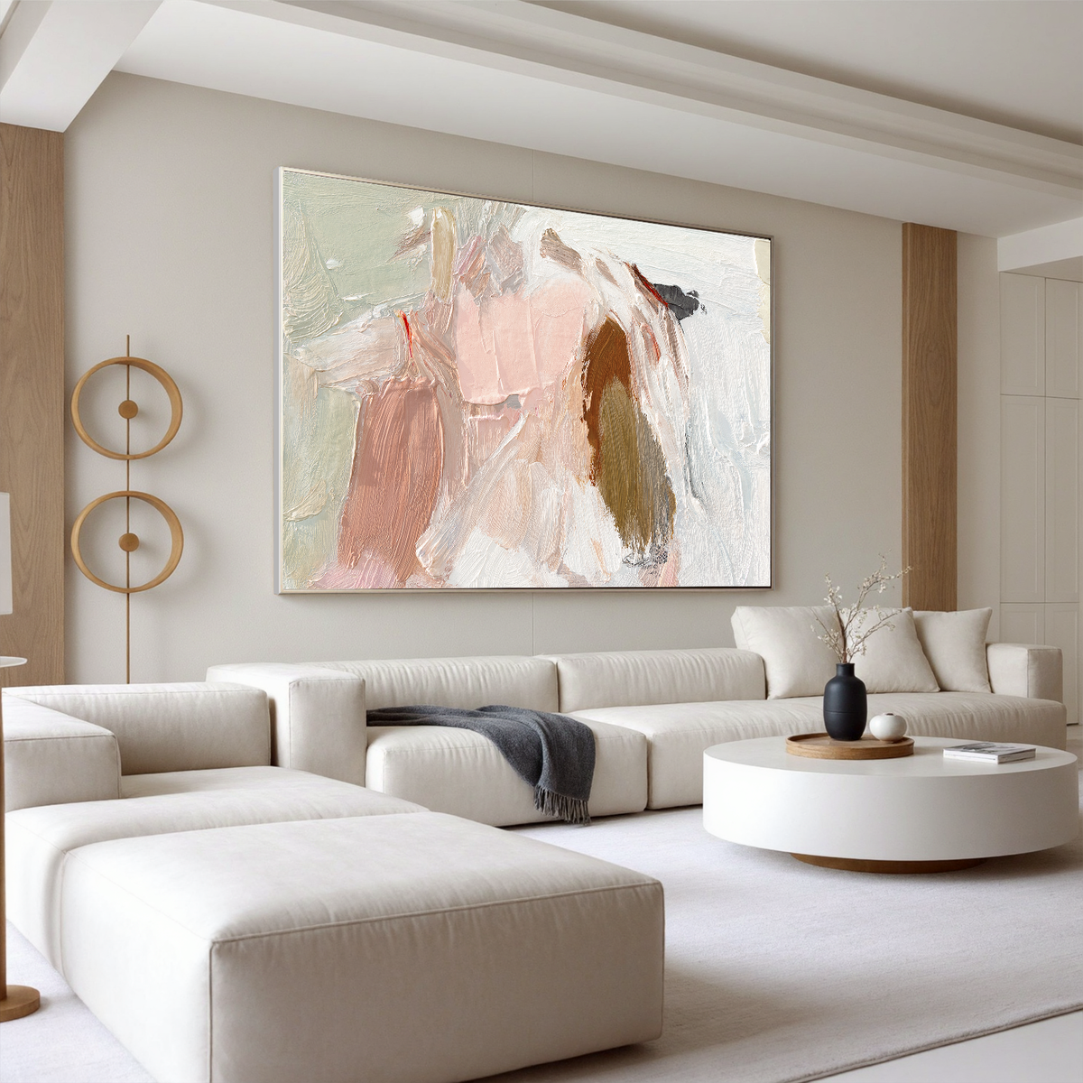 "Clay Form" - Minimalist Impasto Abstract | Brown & White Abstract Art Statement Art