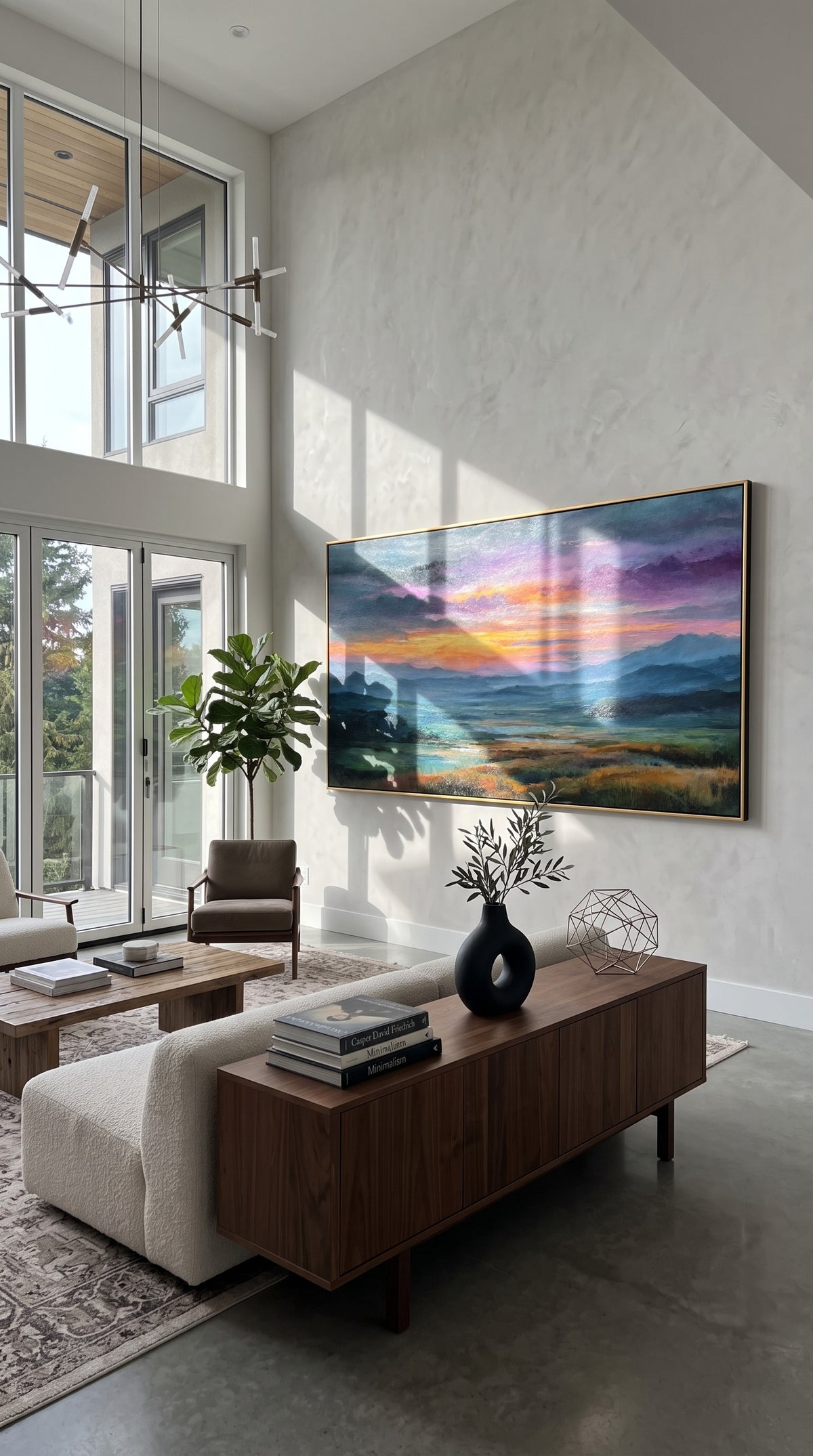 "Violet Horizon" - Purple Sunset Landscape Painting | Purple Blue Pink Horizontal Landscape Painting