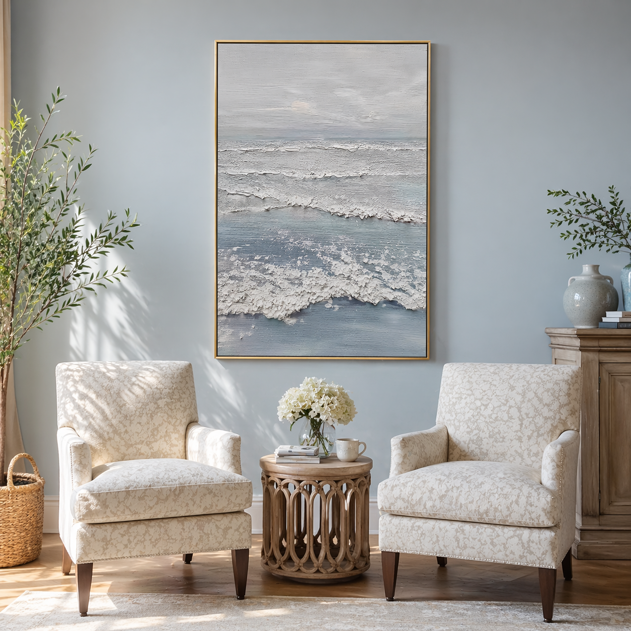 "Oceanic Drift" - Gilded 3D Heavy Impasto Abstract Painting