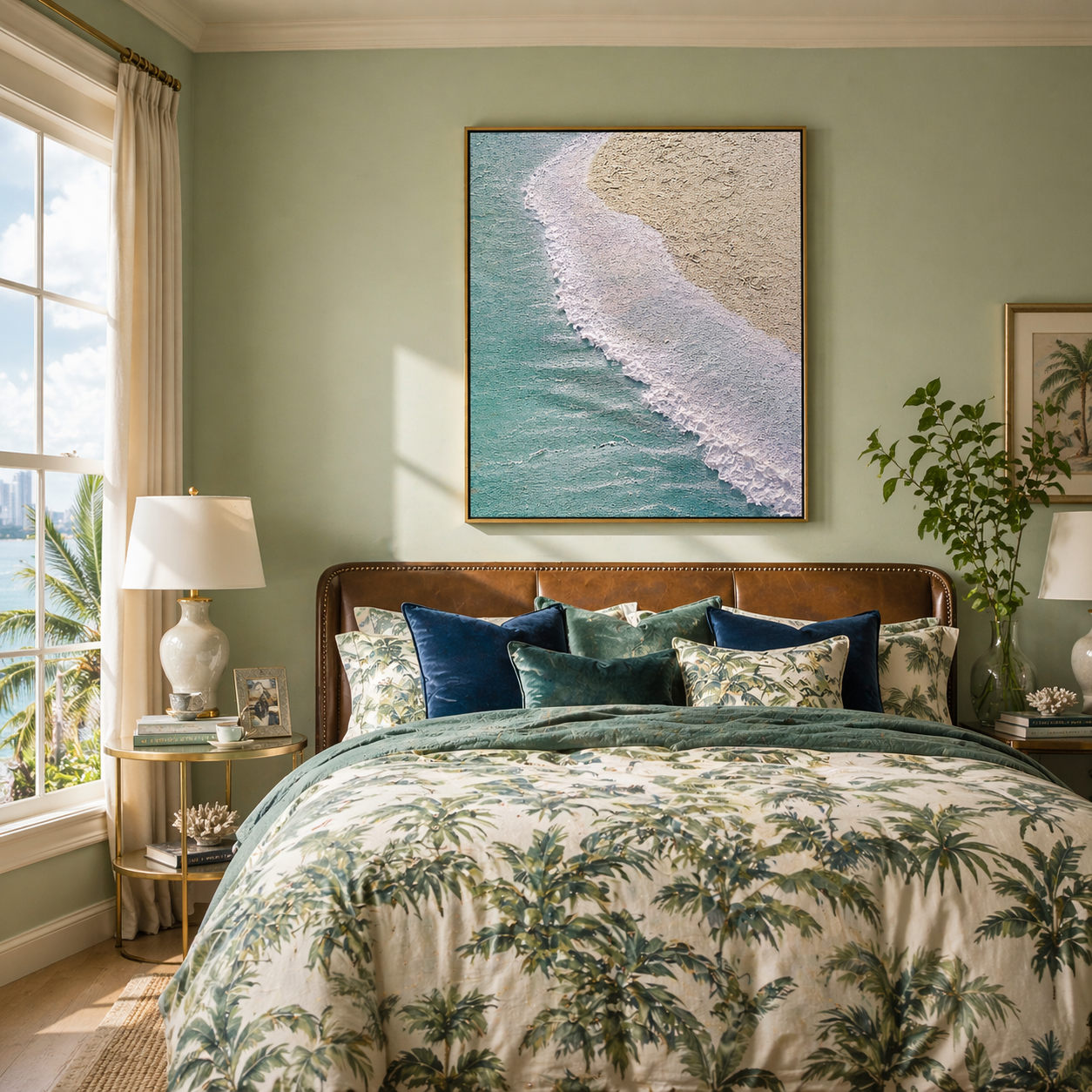 "Azure Crest" – Extreme 3D Heavy Impasto Coastal Abstract | Vertical Seafoam & Sand Statement Art